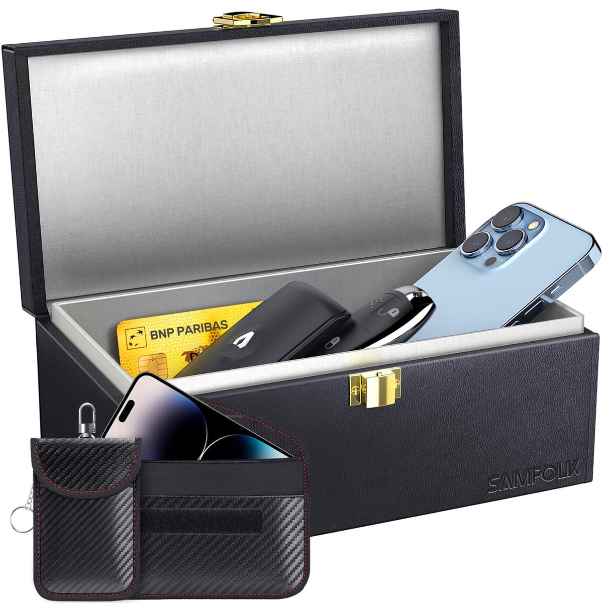 Samfolk Faraday Box and Pouch 2 Pack, Keyless Entry Car Key Safe Protector,Anti-Theft Signal Blocking Cages — view 8