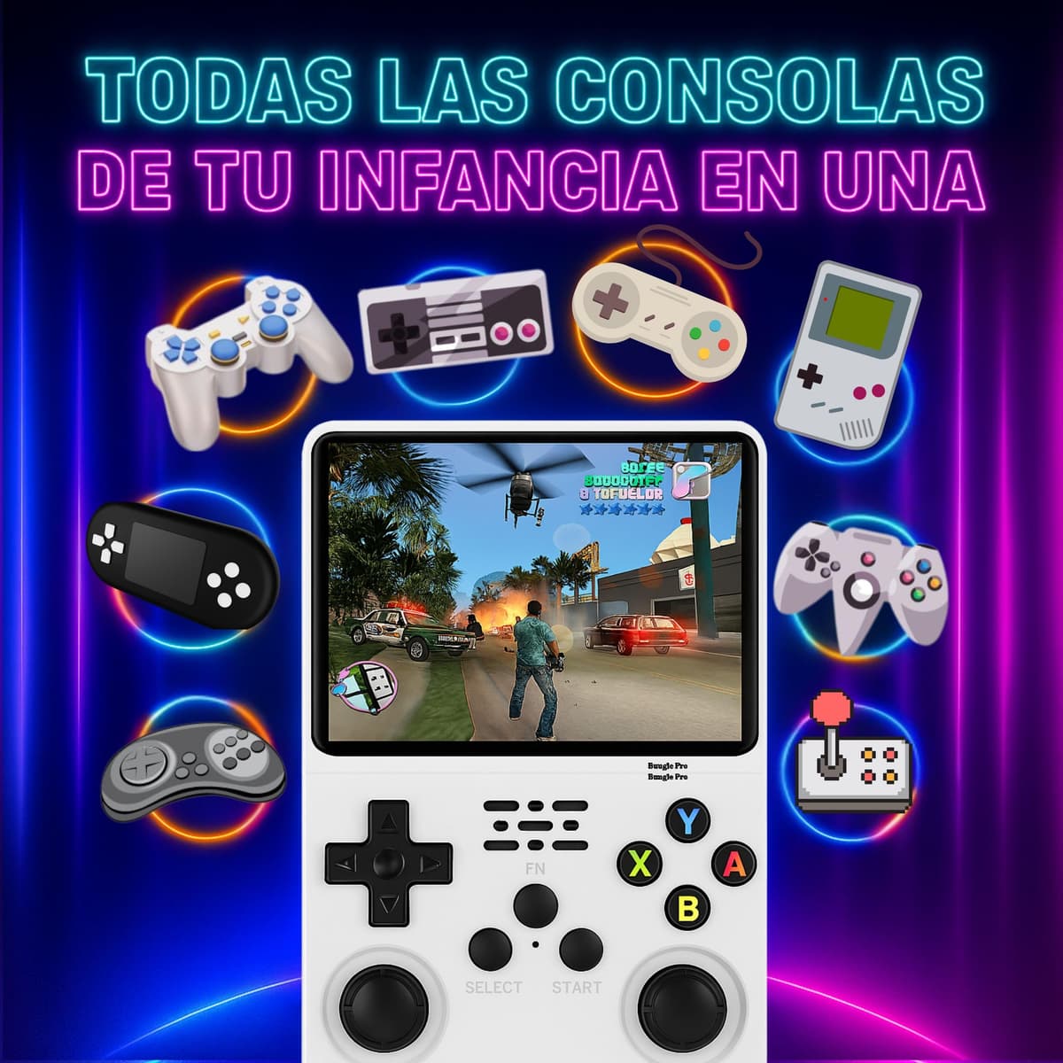 Retro Portable Console with 20,000 Games – 2025 Version – Mini Arcade Console – Games for PS1, PSP, N64, NDS, SuperN, GameB, GBA, NeoG, etc. – HD Screen 3.5' 640 x 480 – Reject Imitations (White) — view 3