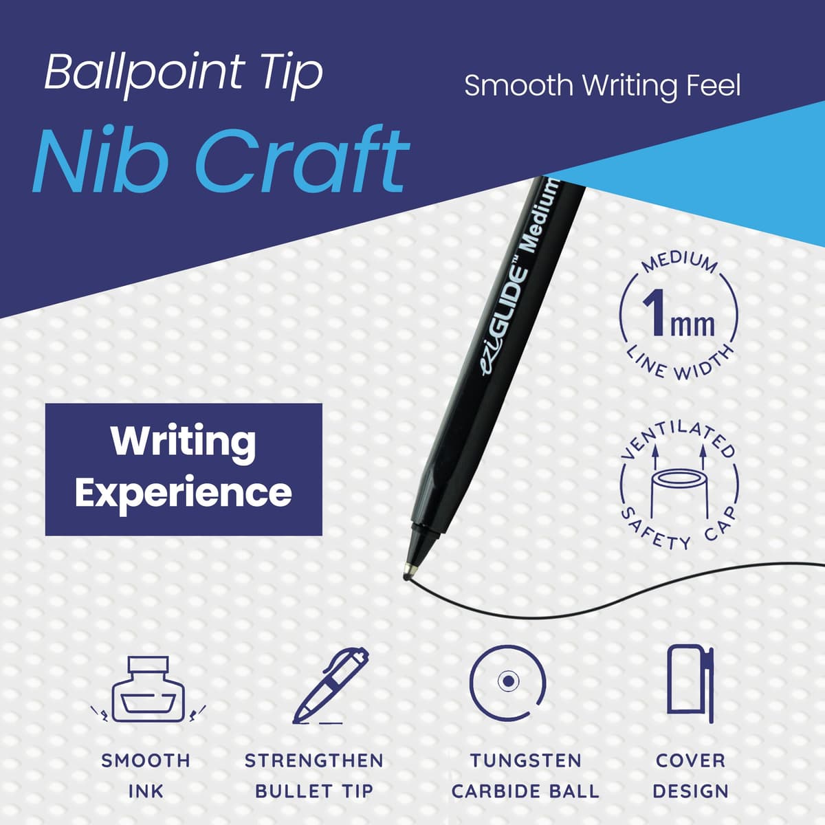 Eziglide 10-Pack Ballpoint Purple Pen Set - Medium Point 1.0mm for Effortless Writing & Comfortable Grip - Ball Point Pens Ideal for School, Exams, Home or Work Stationery Supplies — view 7