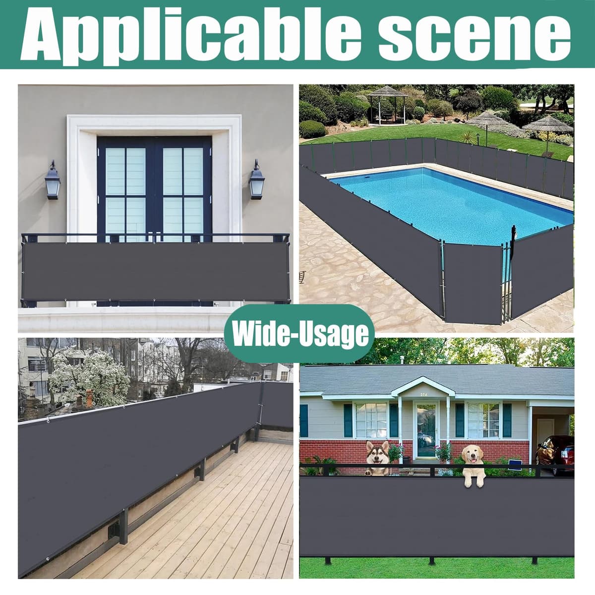 Balcony Privacy Screen for Backyard Deck Patio Balcony Fence Porch Sun Shade PVC UV Protection Sun Wind 8 Days Delivered 11 Colors 195 Sizes 420D Black — view 5
