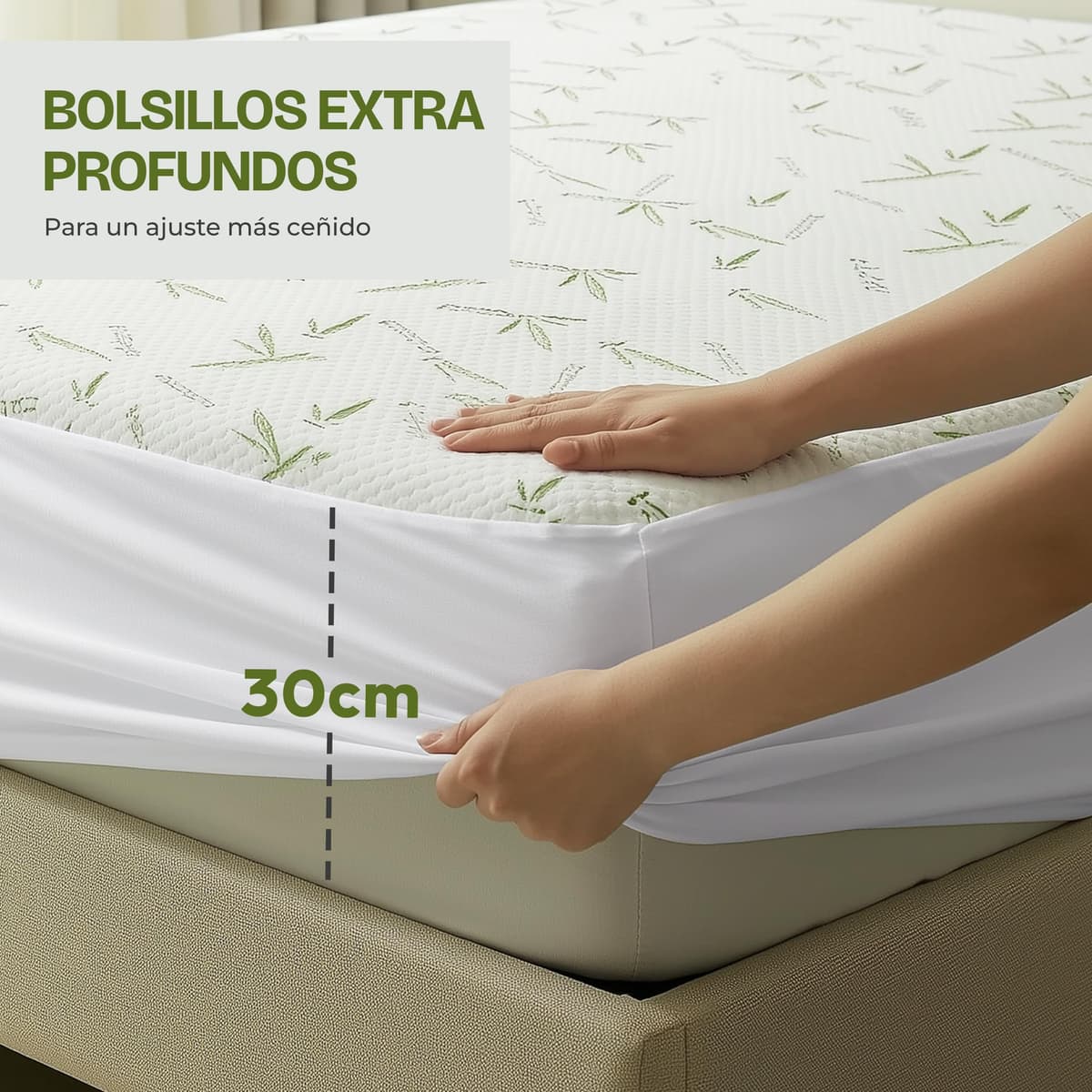 Utopia Bedding Protector de Colchón 150 x 200 x 30 cm Impermeable, Viscosa Premium, Certificación Oeko-Tex, Cubre Colchón Transpirable, Elástico En Todo — view 4