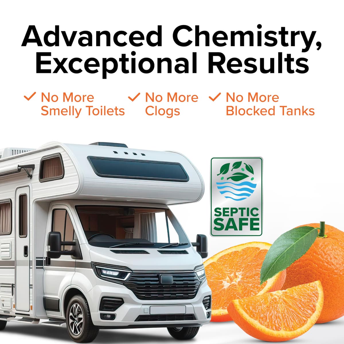 Camco TST MAX RV Toilet Treatment Drop-INs - Control Unwanted Odors & Break Down Waste and Tissue - Safe Septic Tank Treatment - Orange Scent, 30-Pack (41183) — view 5