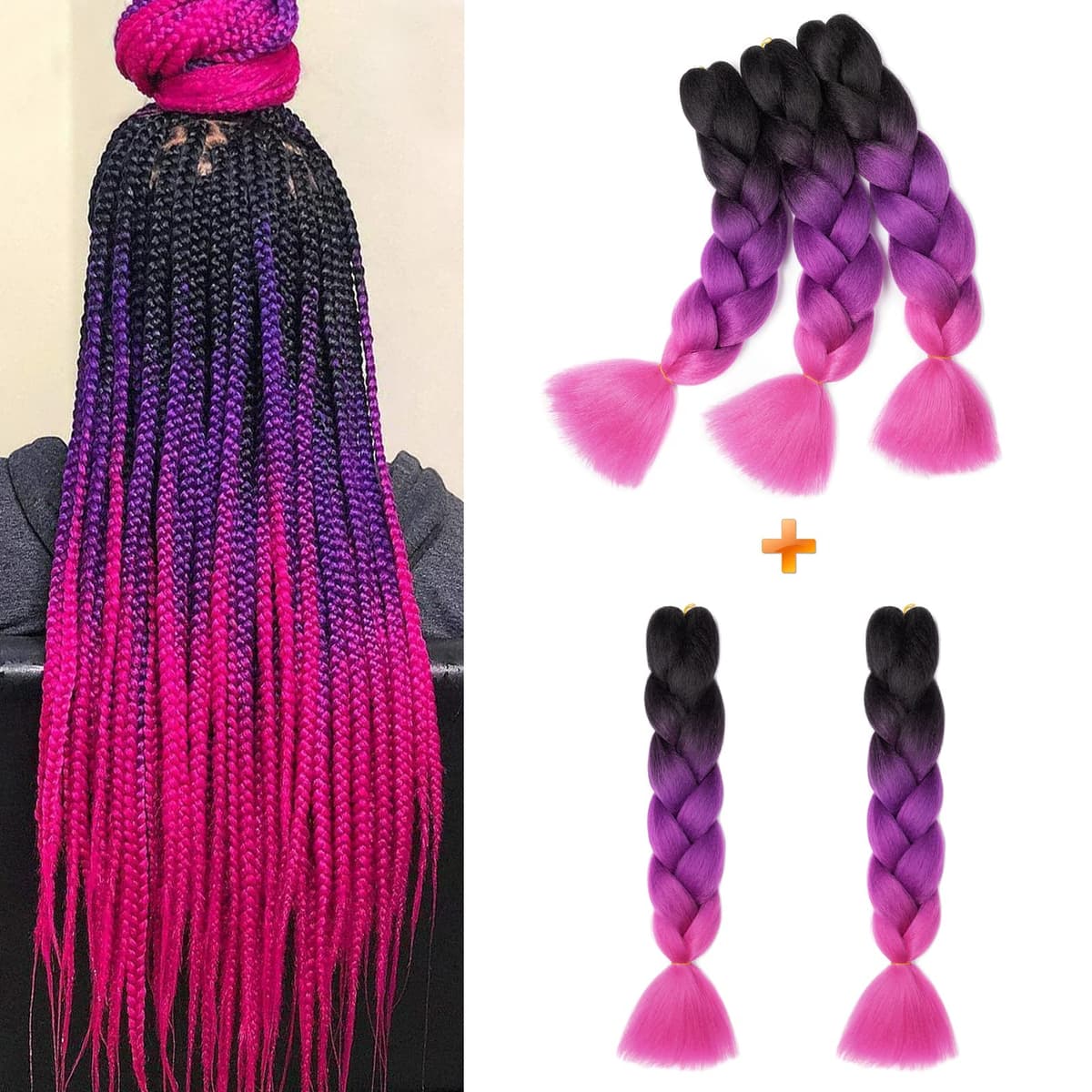 60cm Extensiones de Pelo Trenzas Africanas Castaño Oscuro Extensiones para Trenzas Africanas 1 pcs 100g Kanekalon Pelo para Trenzas Africanas Sintetico Extensiones de Trenzado Cabello Braiding — view 115