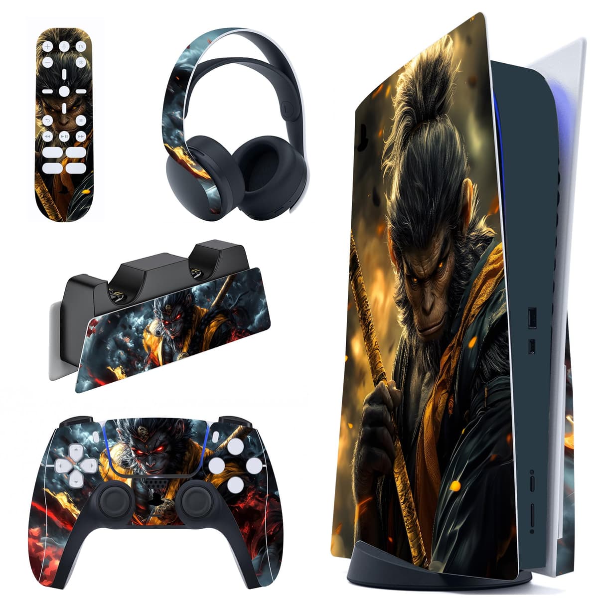 PlayVital Calcomanía Vinilo para ps5 Edición Disc - Pegatina Completa para Consola, Control, Base de Recarga, Control Remoto y Audífonos, Cubierta Protectora Adhesiva(Efecto de Mármol Dorado Rosa) — view 57