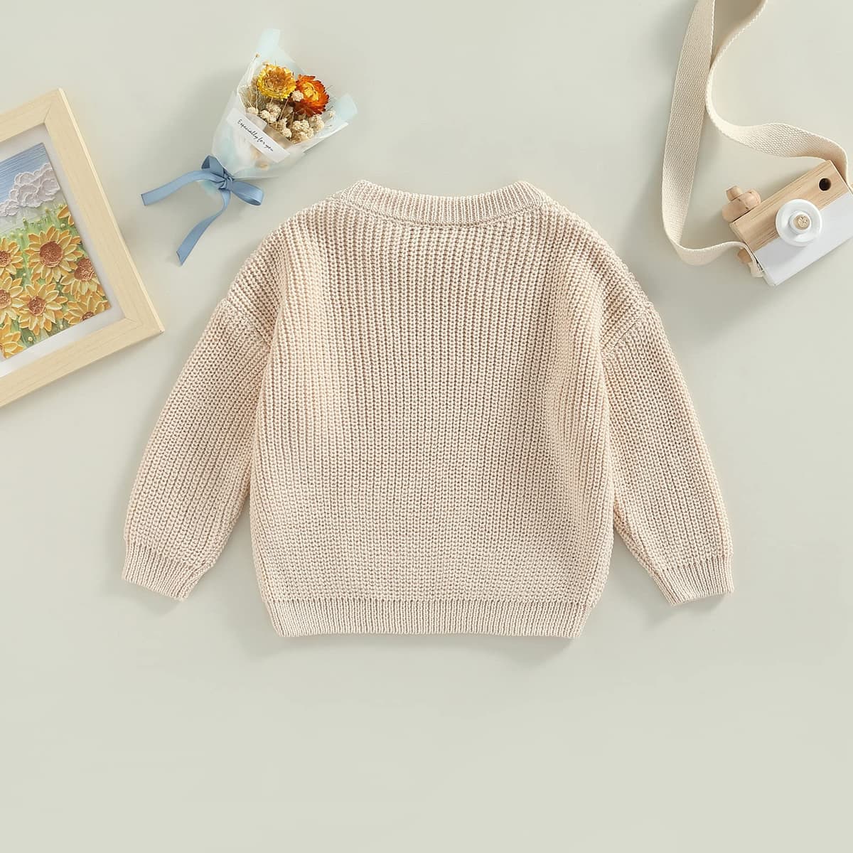 Baby Oversized Knitted Jumper Girls Boys Winter Ribbed Knit Sweater Chunky Pullover Long Sleeve Knitwear Top Soft Unisex Toddler Baby Clothes Autumn Outwear — view 2