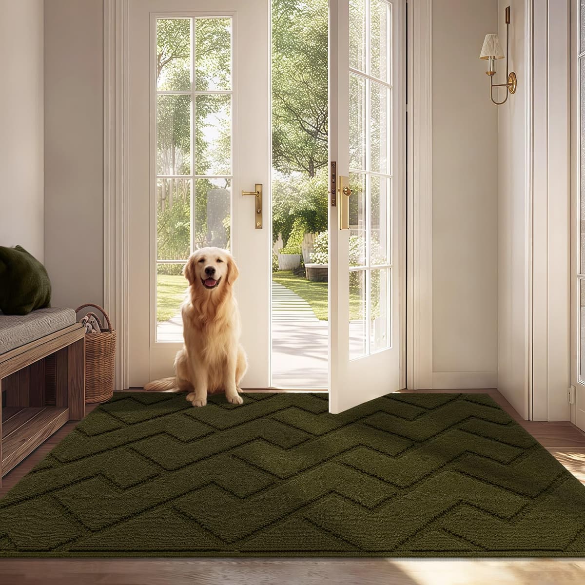 Biscpro Door Mats Indoor,Dirt Trapper Mat Absorbent Non-Slip Low Profile Doormat for Entrance,Inside, Kitchen,Front Door Mat Washable for Pets and Dogs— 50x80cm,Grey — view 50