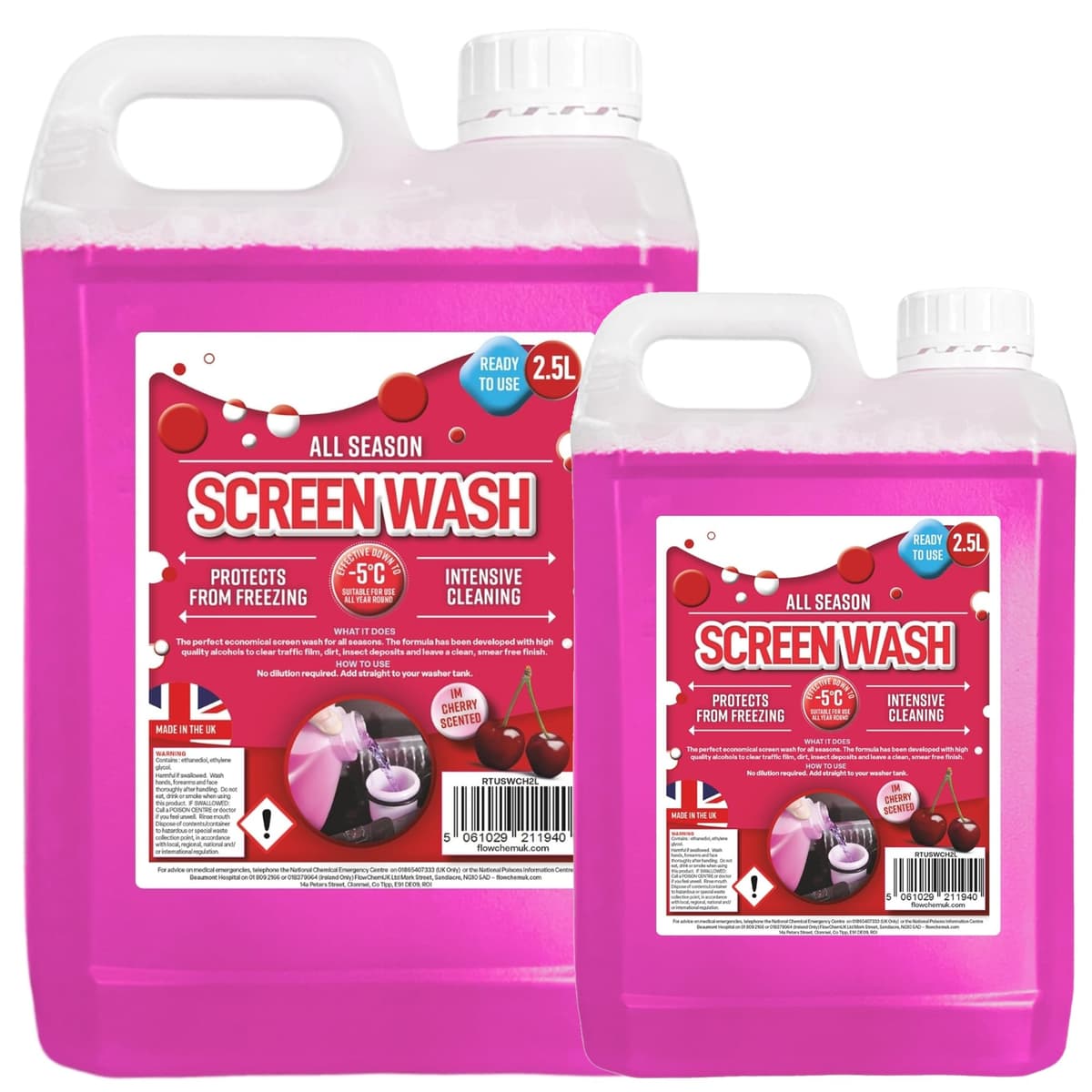 2.5L Cherry Scent All Season Screenwash Effective Down To -5°C Protects From Freezing Ready To Use (1 x 2.5 Litres) — view 3