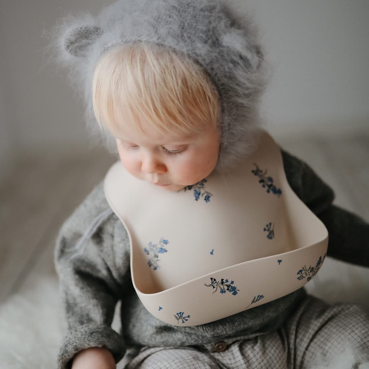 Mushie Baby Silicone Bib | Adjustable Fit Waterproof Bibs | Easy Wipe Baby Feeding Bibs | 4 Adjustable Sizes with Deep Front Pockets | 100% BPA and Phthalate Free — view 3