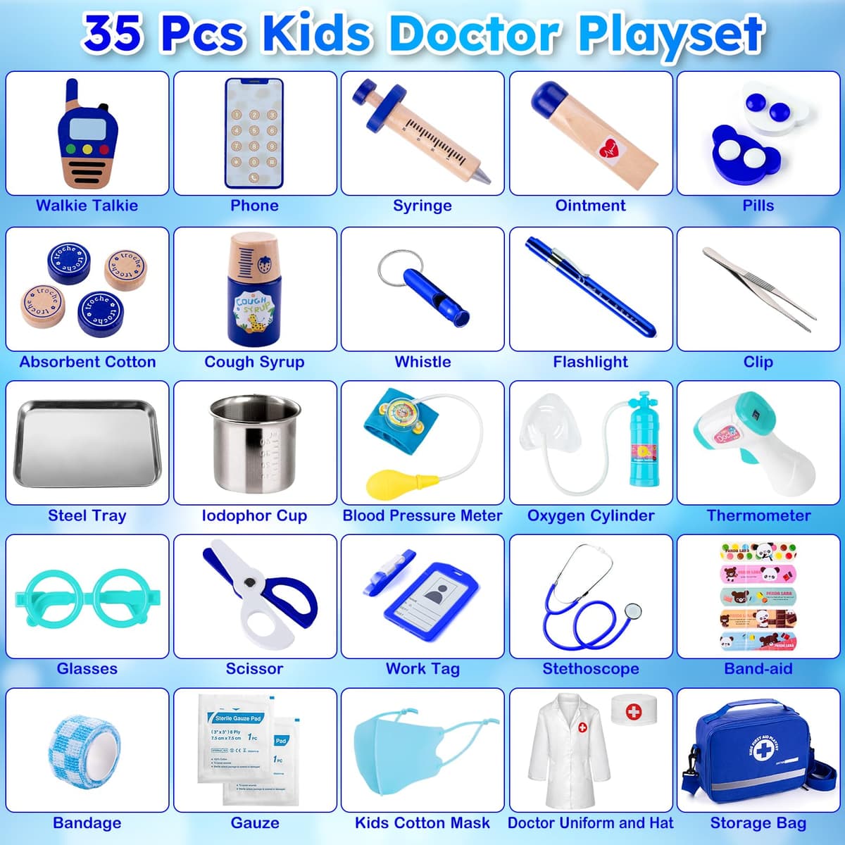 EFO SHM Medical Case Toy with Real Stethoscope, Children's Medical Kit Medicine Kit Toys Children, Gift Game Doctor Children 3+ Years — view 4