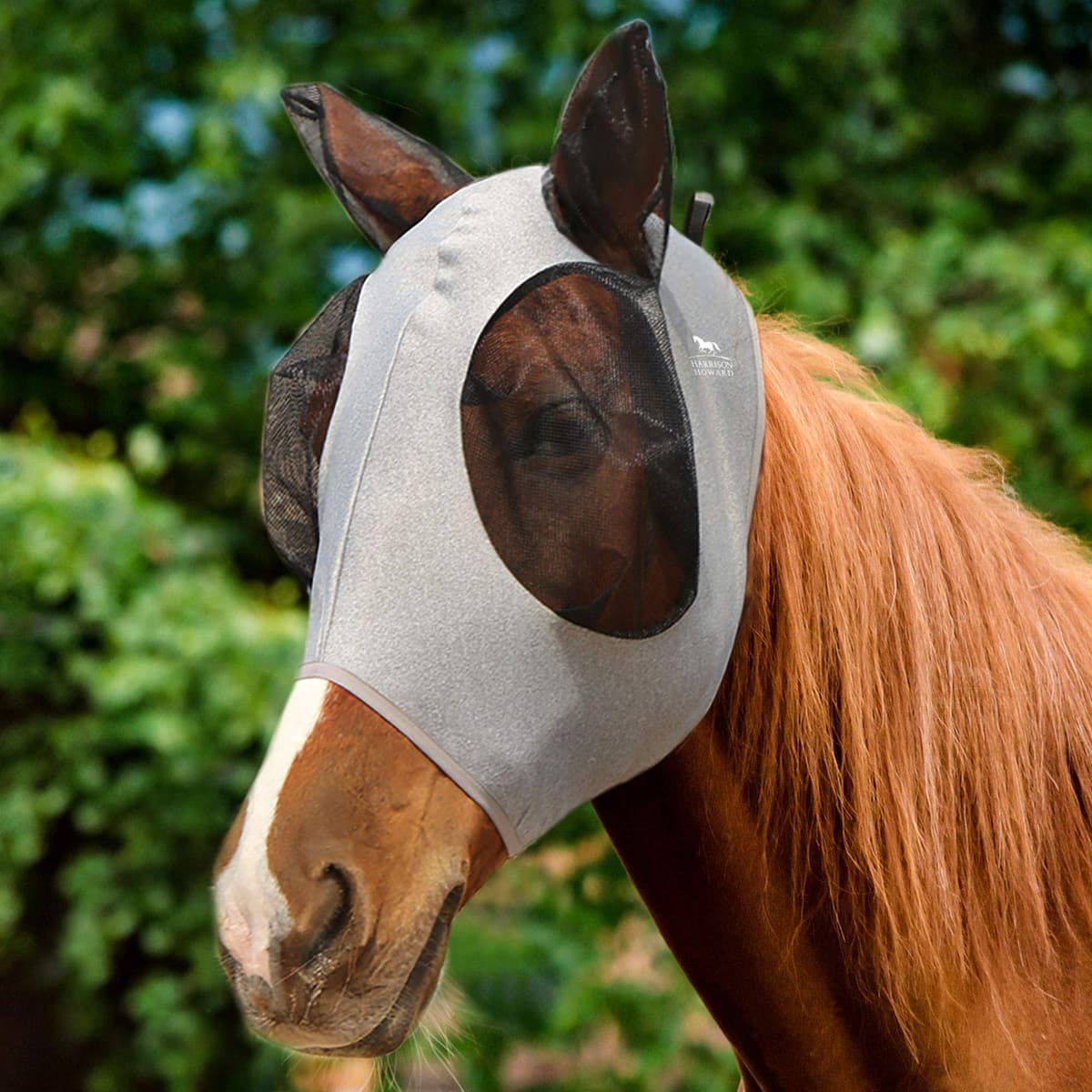 Harrison Howard Máscara elástica para Moscas de Caballo, excelente Comodidad con protección UV, máscara estándar para Caballos, Azul Marino M — view 33