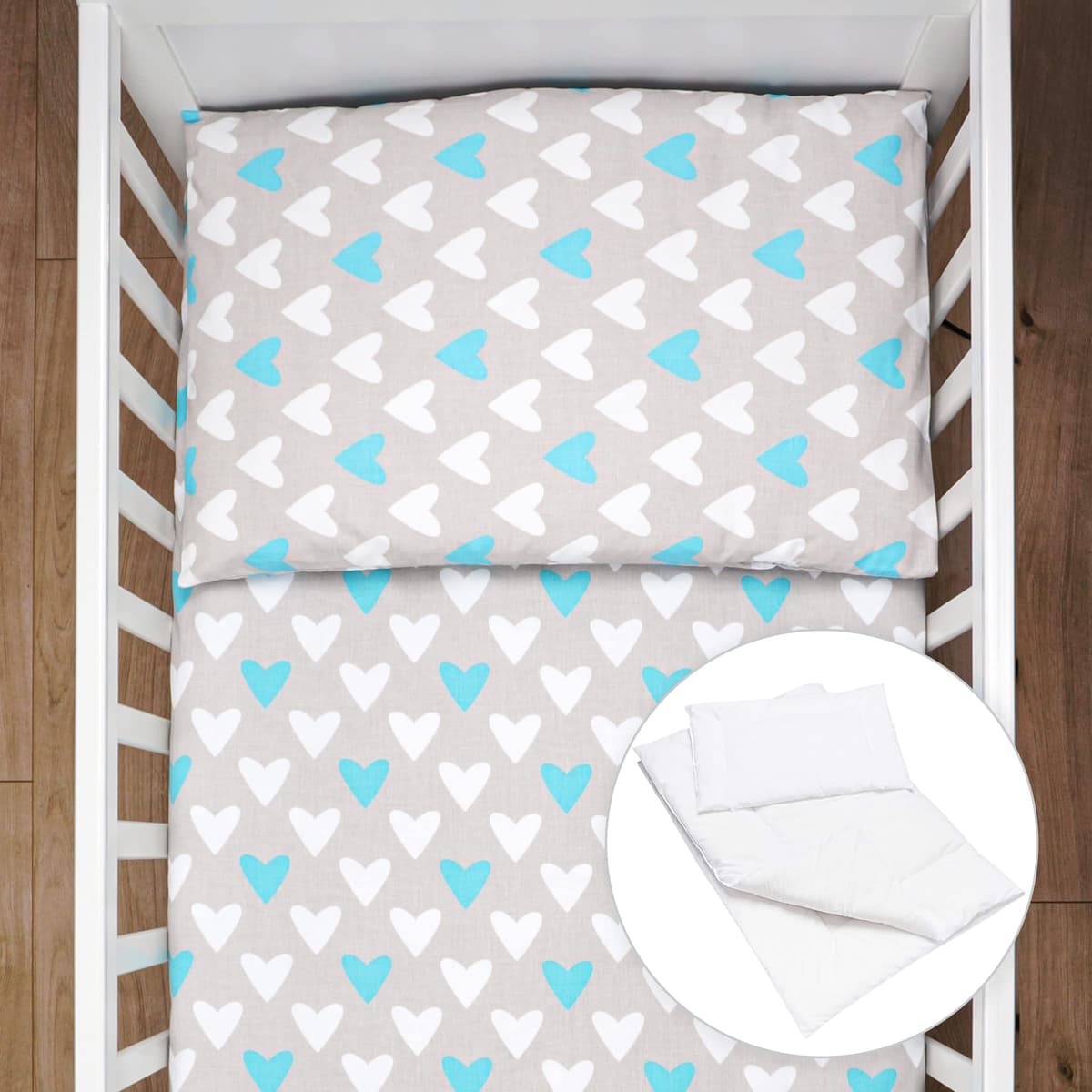 Baby Comfort 4 Piece Duvet Pillow Duvet Cover Pillowcase 80x70 cm Bedding Set 12M+ (Ladders Pink) — view 61