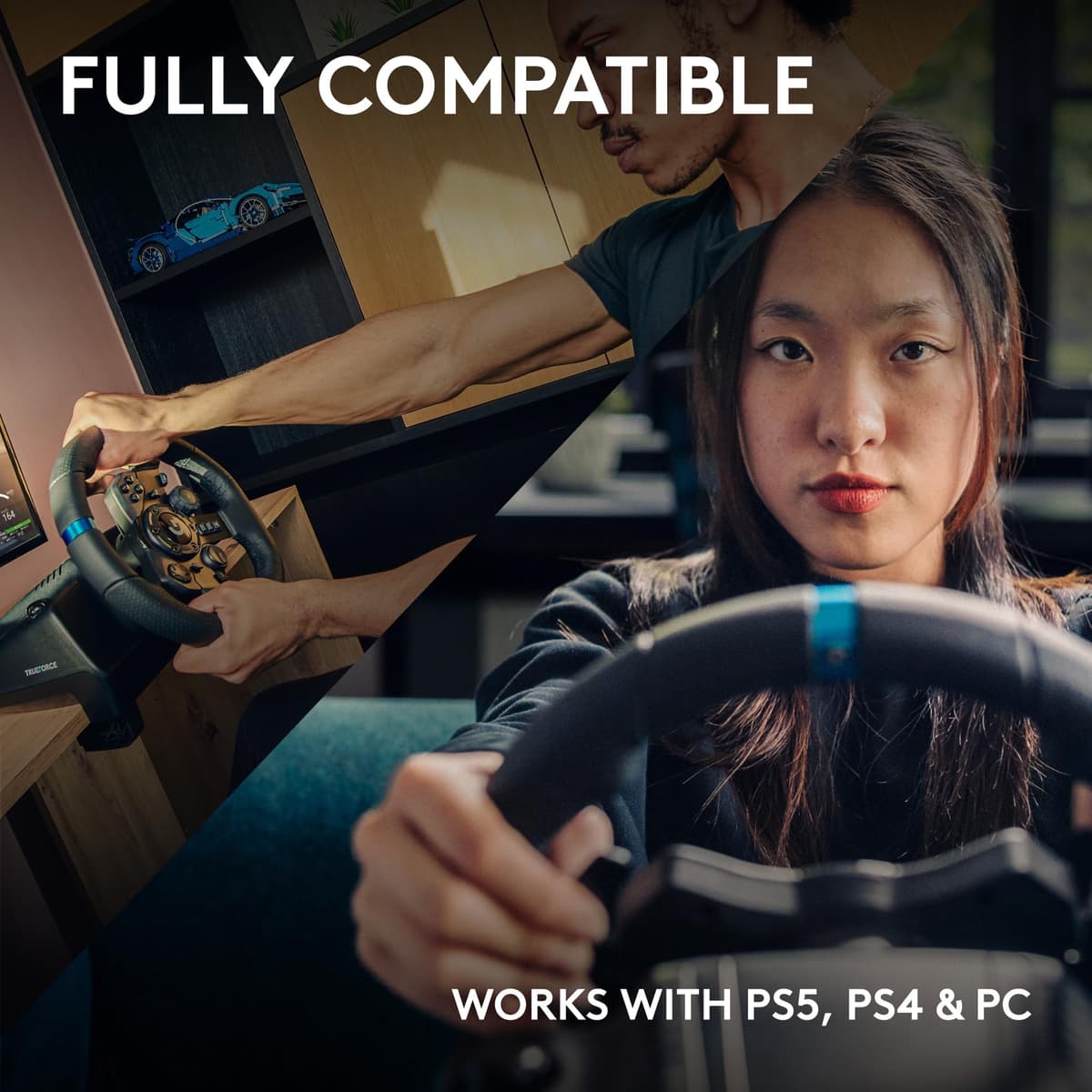 Logitech G G923 Racing Wheel and Pedals, TRUEFORCE up to 1000 Hz Force Feedback, Responsive Driving Design, Dual Clutch Launch Control, Genuine Wheel Cover, for PS5, PS4, PC, Mac - Black — view 4