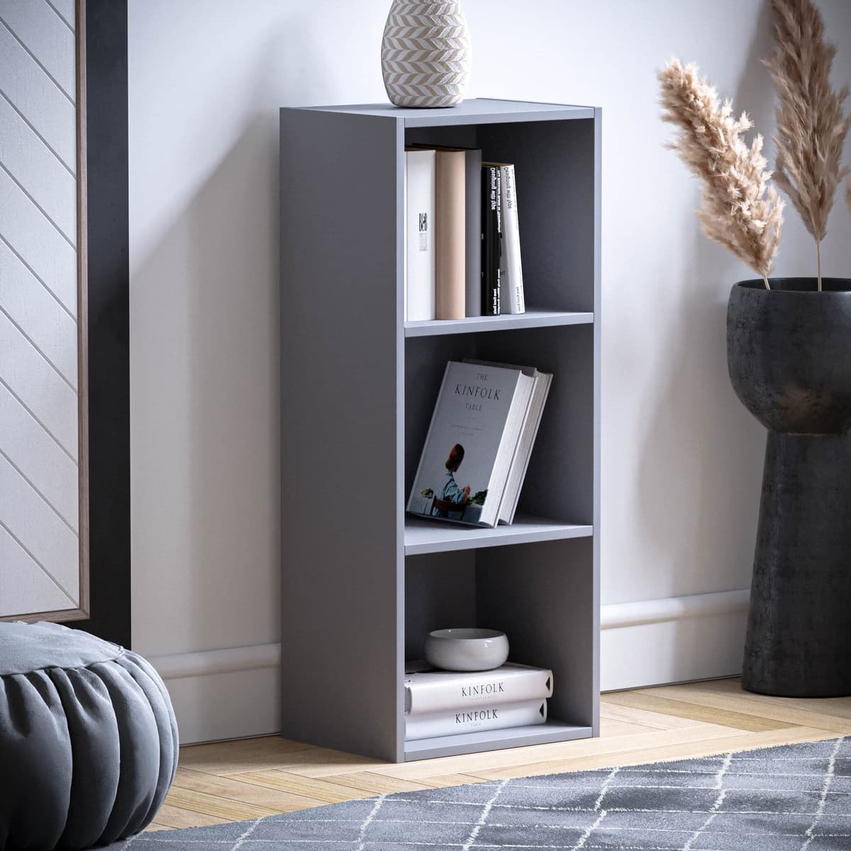 Vida Designs Oxford 3 Tier Cube Bookcase, White Wooden Shelving Display Storage Unit Office Living Room Furniture — view 26