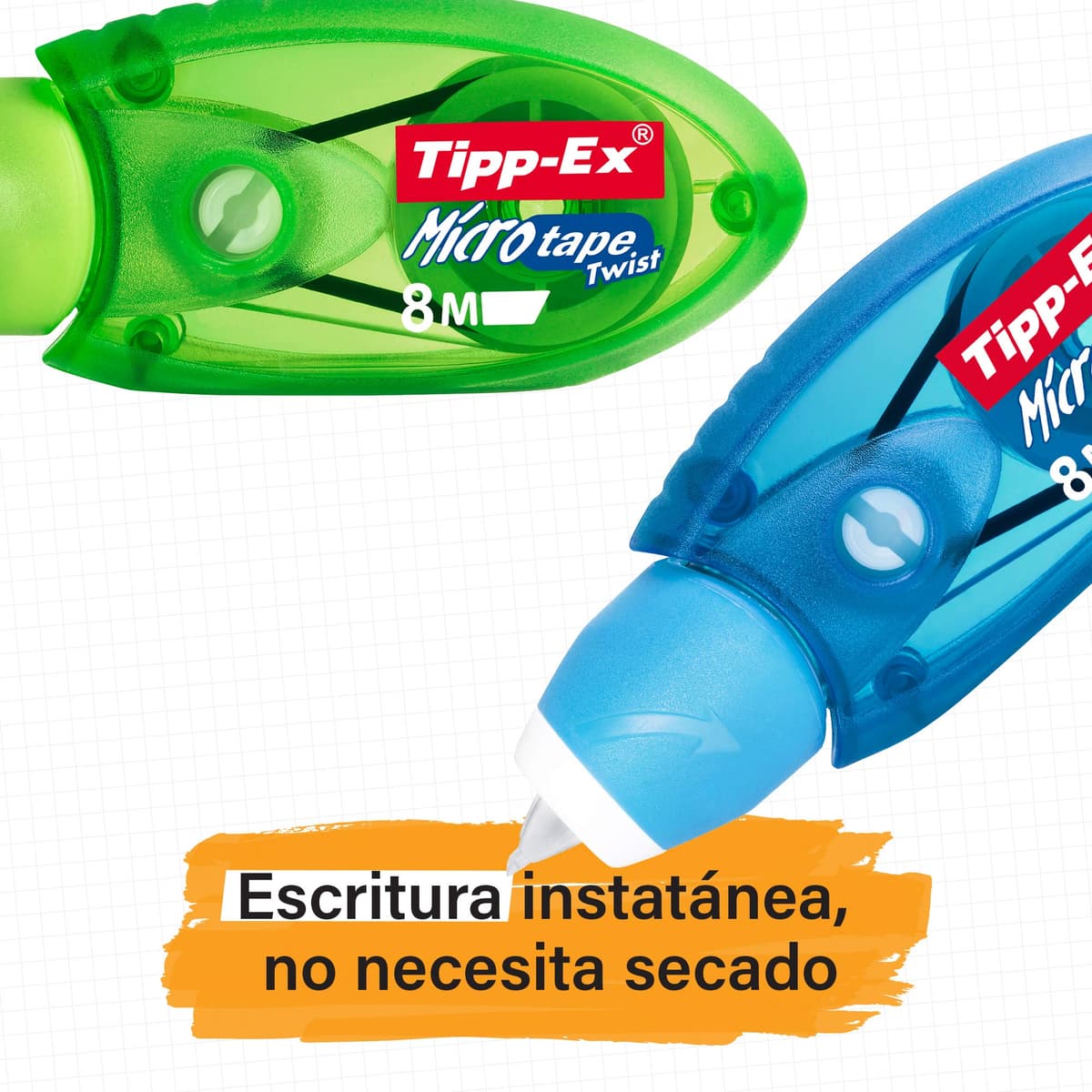 BIC Tipp-Ex Cinta Correctora de Bolígrafos, Óptimo para Material Escolar, Micro Tape Twist, 8m x 5mm, Con Cabezal Rotativo, Blíster de 3, Multicolor — view 3
