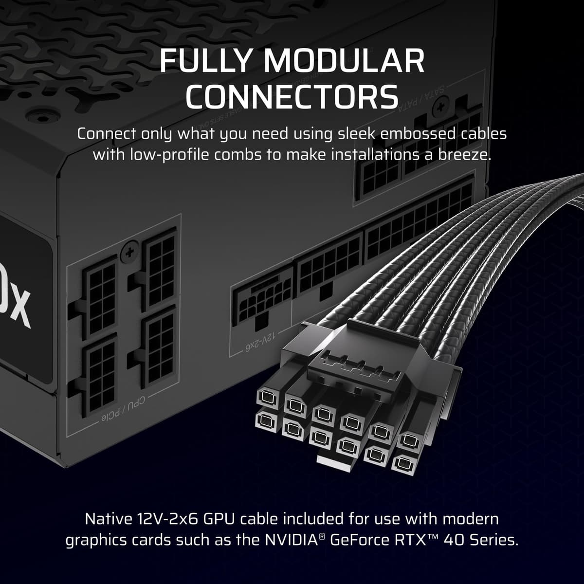 CORSAIR RM750x Fully Modular Low-Noise ATX Power Supply – ATX 3.1 Compliant – PCIe 5.1 Support – Cybenetics Gold Efficiency – Native 12V-2x6 Connector – Black — view 5