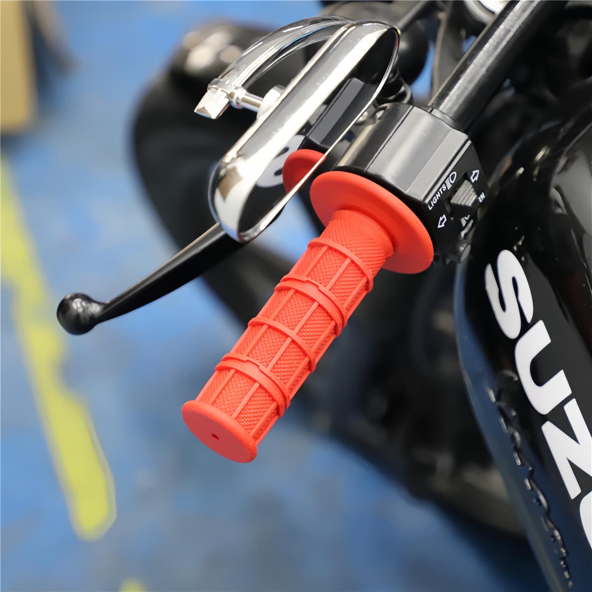 Professional Waffle Grip Motorcycle Handlebar Grips - Anti Vibration, Waterproof, Non Slip - Universal 7/8" Fit for Harley, Yamaha, Honda, Dirt & Street Bike,Vibrant Colors — view 2