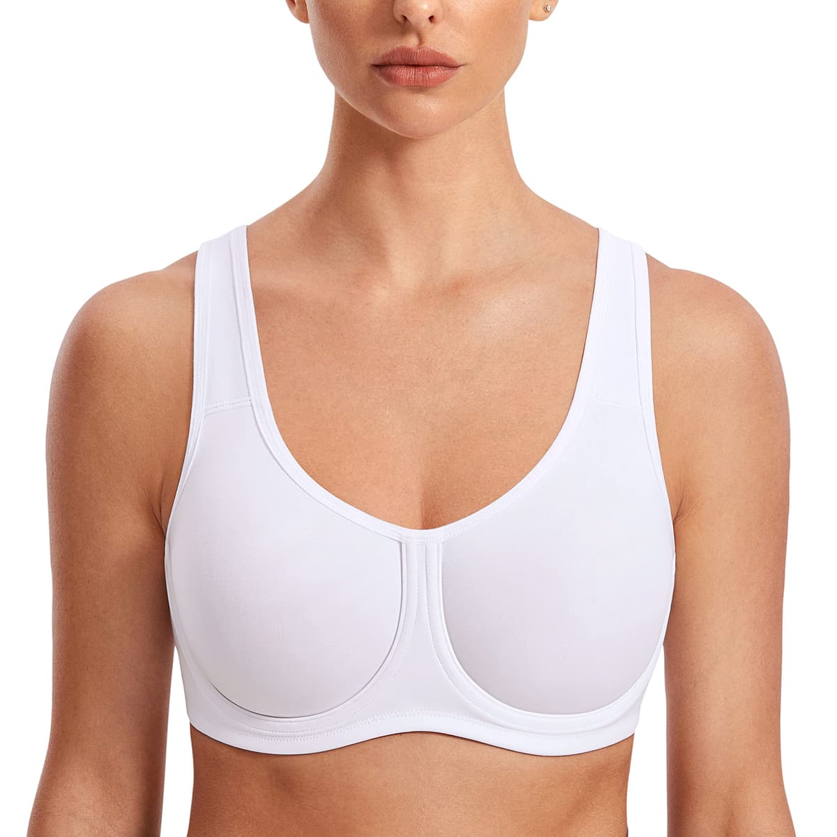SYROKAN Women's Max Control Solid High Impact Plus Size Underwire Sports Bra for Large Breasts — view 14
