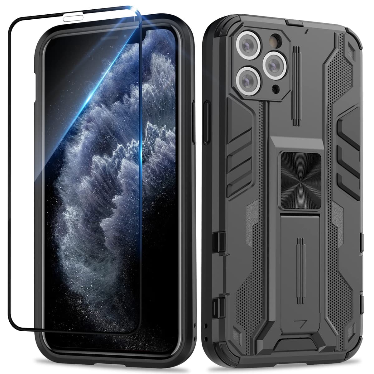Funda para CMF Phone 2 Pro, Carcasa Antigolpes con Soporte anular metálico, Case Protectora de Grado Militar, Negro — view 523
