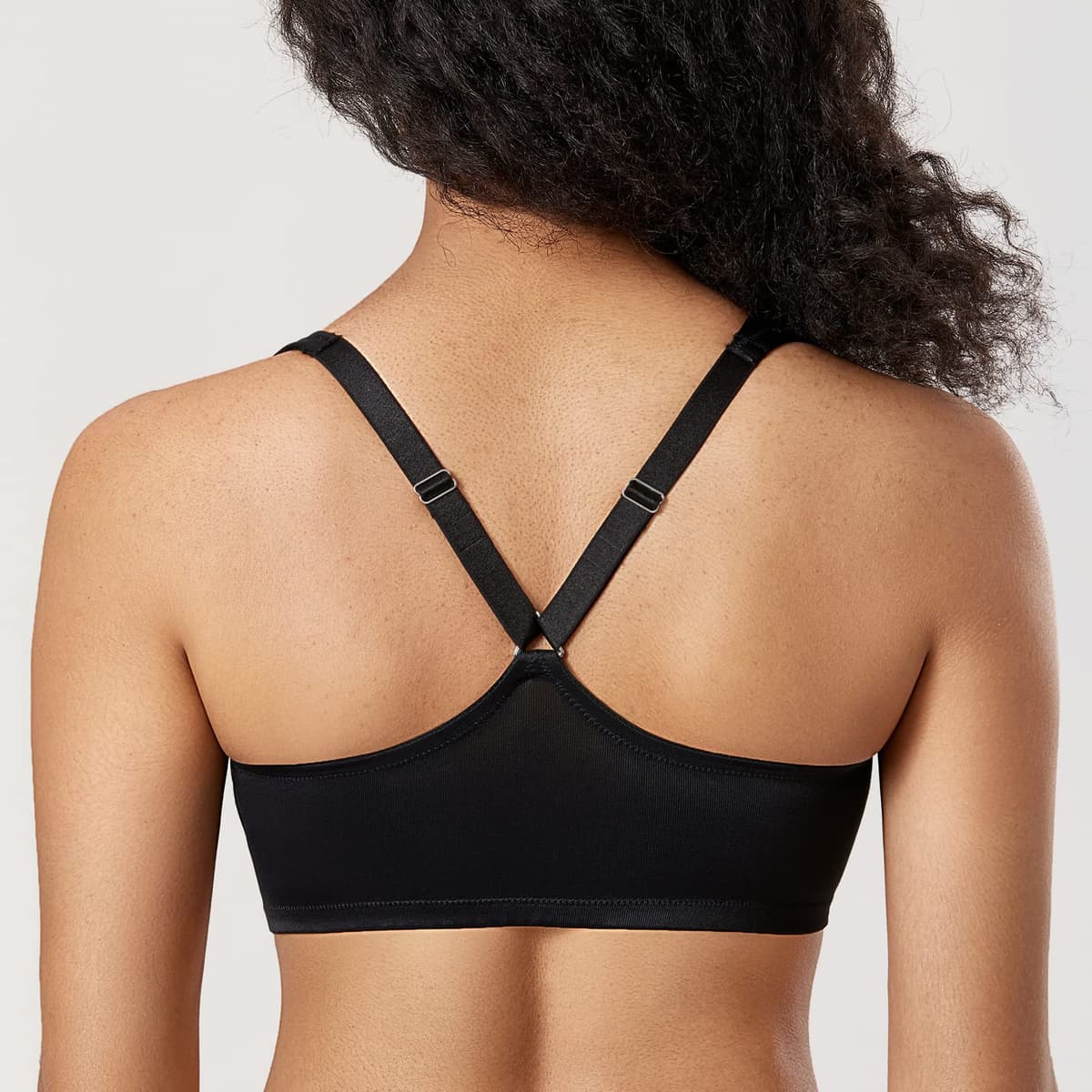 Delimira Women's Front Fastening Bras Seamless Unlined Racer Back Plus Size Underwired Plunge Bra — view 6