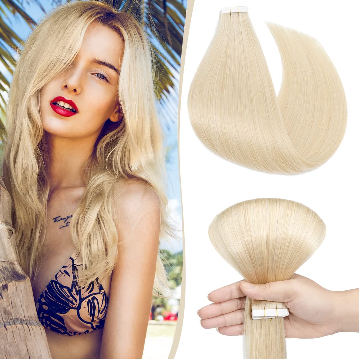 12"(30cm) SEGO 10PCS Extensiones Adhesivas Naturales Pelo Humano sin Clip [#4/27 Castaño Chocolate/Rubio Oscuro] Cabello 100% Remy Liso Balayage Tape in Human Hair (20g) — view 43