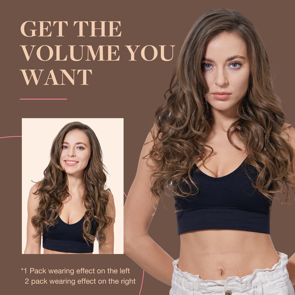 GOO GOO Clip in Hair Extensions Human Hair, 18inch 150g 9Pcs, #2 Dark Brown, Hair extensions for women, Human Hair Extensions Clip in — view 43