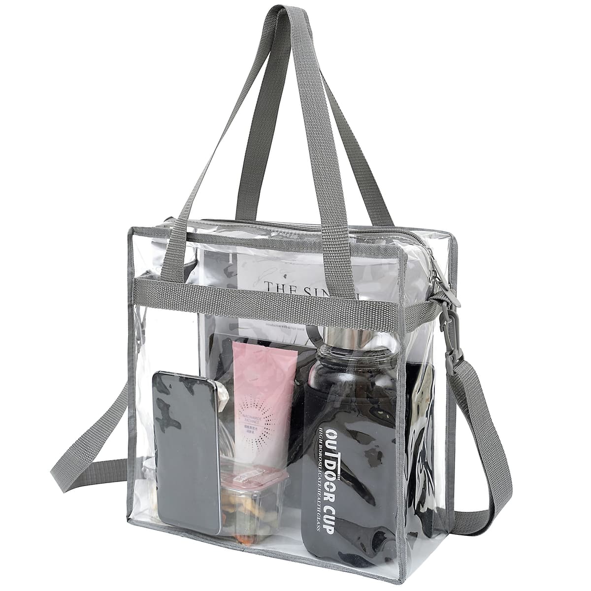 BAGAIL Clear Bags 12x6x12 Stadium Approved Clear Tote Bag with Zipper Closure Crossbody Shoulder Bag with Adjustable Strap — view 18
