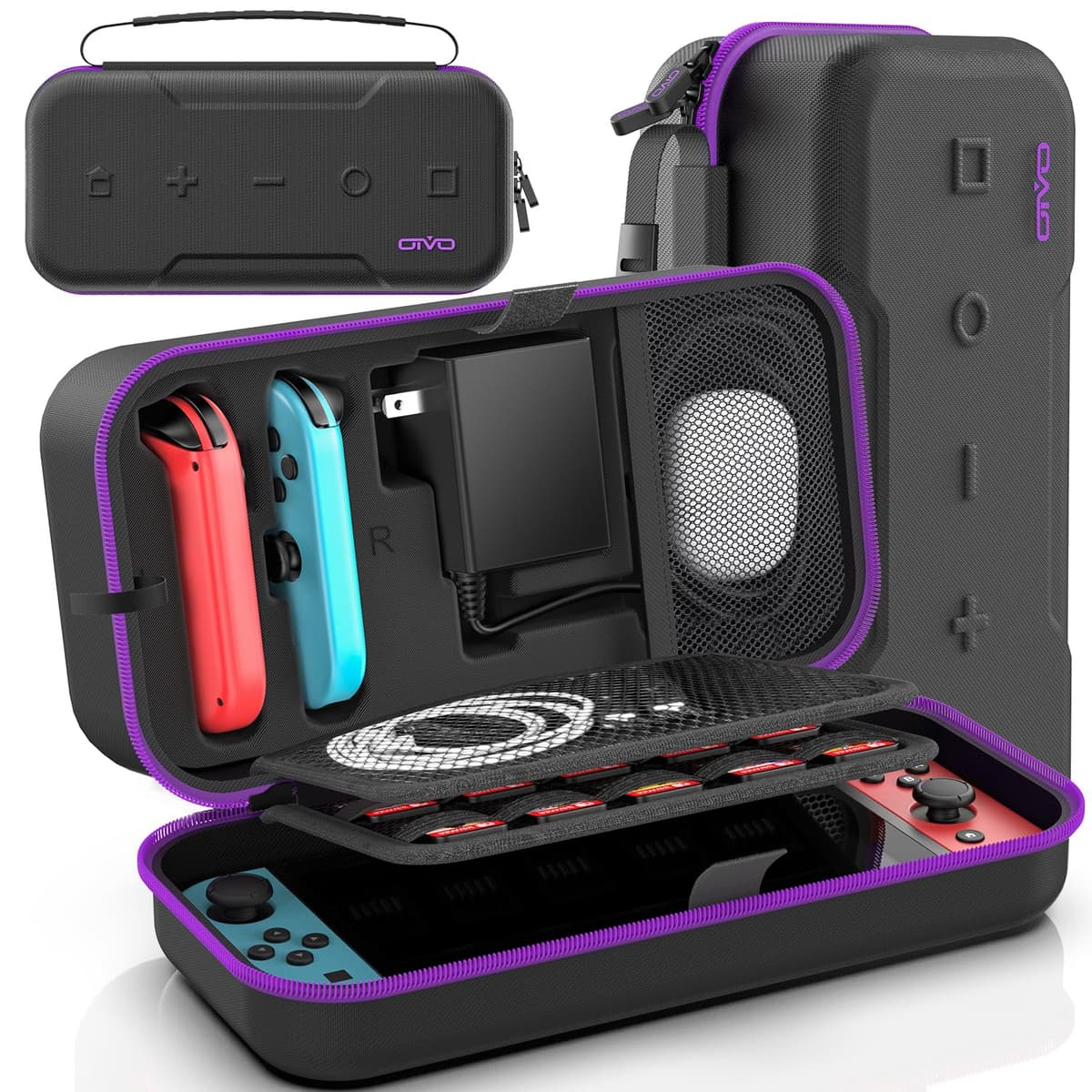 Funda para Nintendo Switch 2025, Bolsa de Transporte para Switch 2 para Joy-Con 2 y Consola, Funda de Viaje para Switch 2 para 24 Tarjetas de Juego y Accesorios, Organizador Cable y Adaptador-Negro — view 11