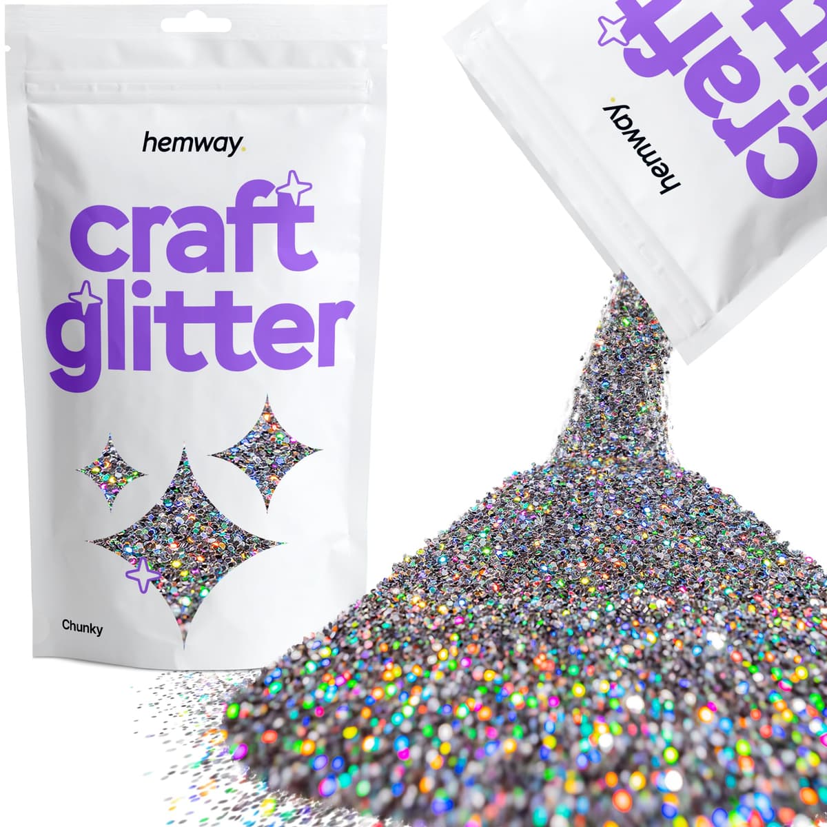 Hemway - Purpurina para manualidades, vasos, resina, epoxi, uñas, cera, álbumes de recortes, cristal, decoración de escuelas: dorado holográfico, gruesa (0,6 mm), 100 g — view 73