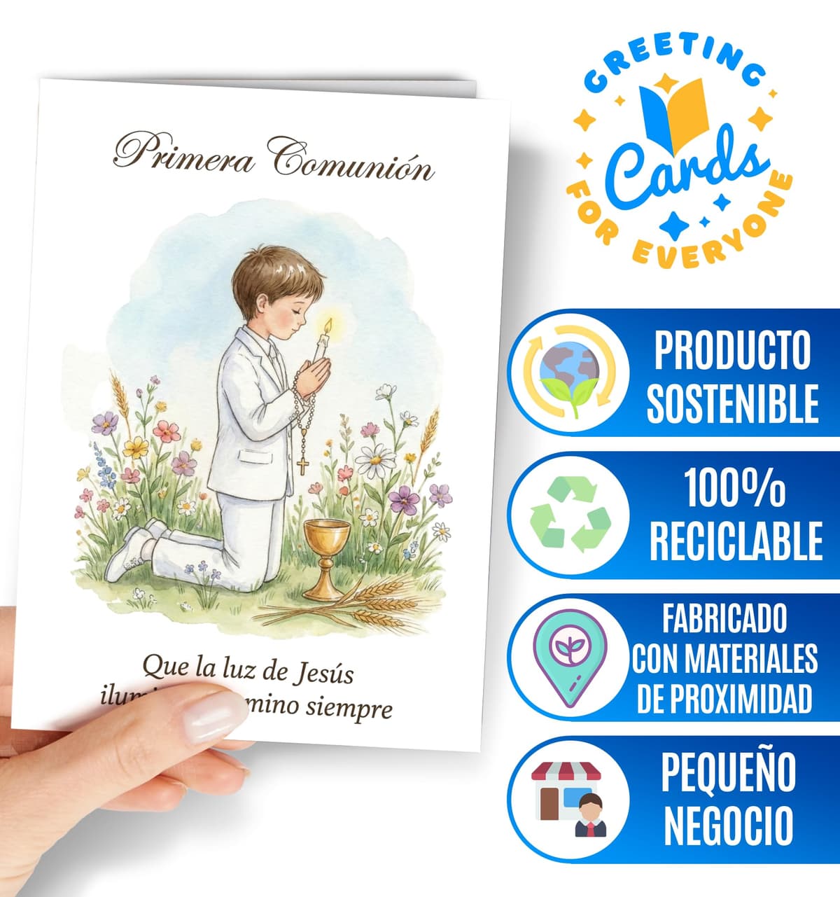 Greeting Cards for Everyone Tarjeta de Primera Comunión - Regalo de Primera Comunión para Niño, Nieto - Tarjeta de Recuerdo con Sobre para hijo, sobrino, ahijado - EU 287 — view 2