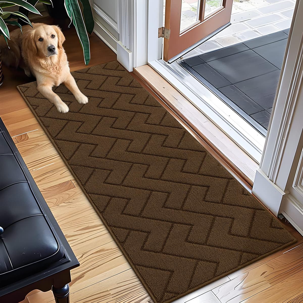 Biscpro Door Mats Indoor,Dirt Trapper Mat Absorbent Non-Slip Low Profile Doormat for Entrance,Inside, Kitchen,Front Door Mat Washable for Pets and Dogs— 50x80cm,Grey — view 29