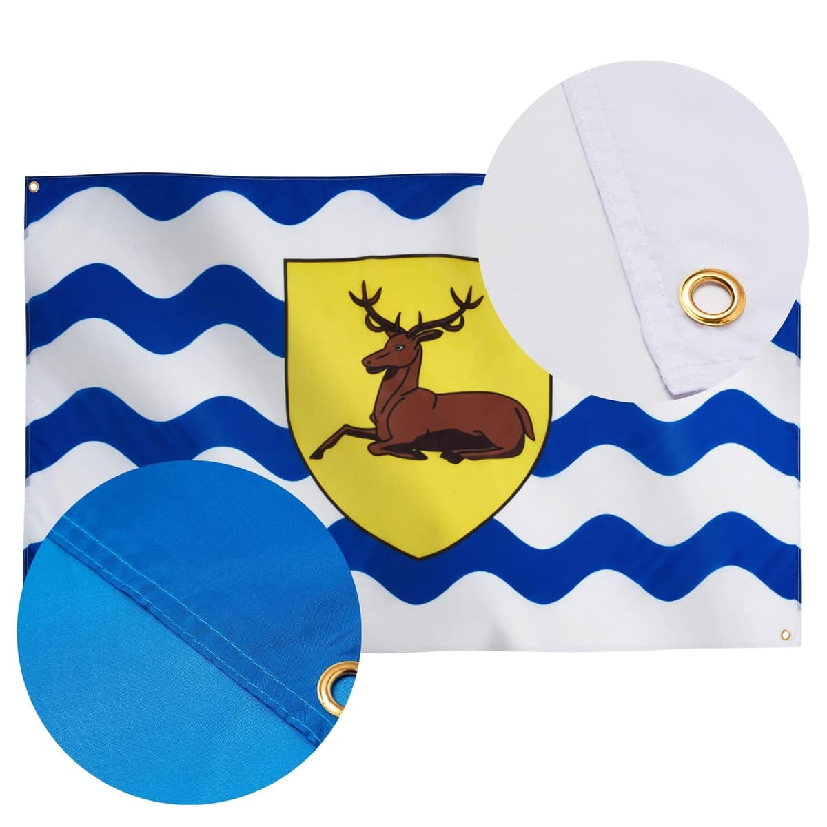 Runesol Cornwall Flag - 91x152cm, 3ft x 5ft, Cornish Flag, 4 Grommets, Eyelet in Every Corner, Premium Quality, Inside & Outside Use, Vivid Colours — view 663