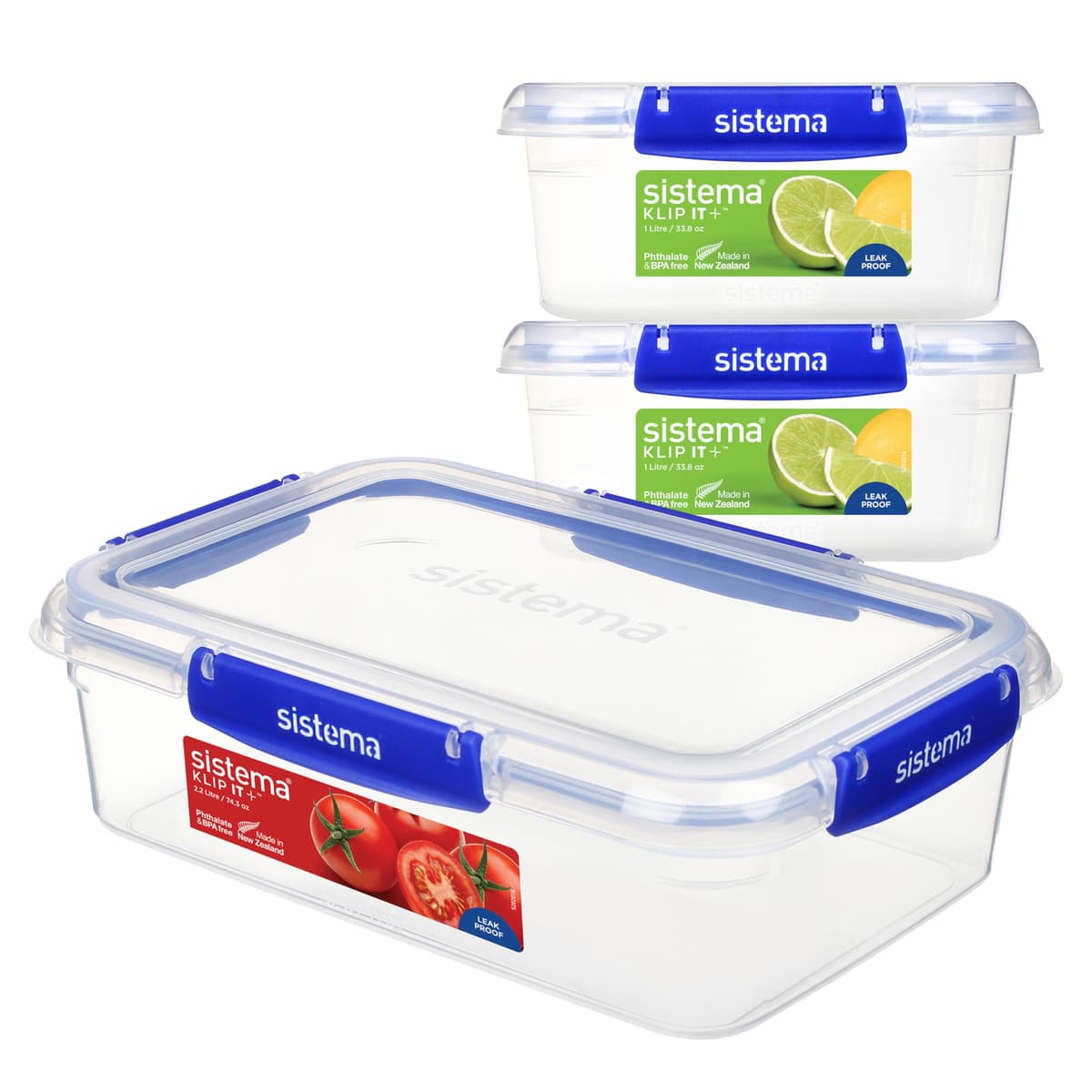 Sistema KLIP IT PLUS Leakproof Food Storage Containers | 2.2 L | AirtightStackable & Nestable Meal Prep Containers with Lids | School Lunch Boxes | 3 Count — view 8