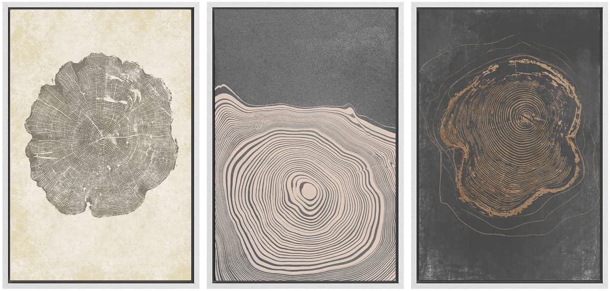 SIGNWIN Framed Canvas Print Wall Art Set Blue White Grunge Geometric Pattern Abstract Shapes Cozy Neutral Decorative Contemporary Minimal for Living Room, Bedroom, Office - 24"x36"x3 Natural — view 60