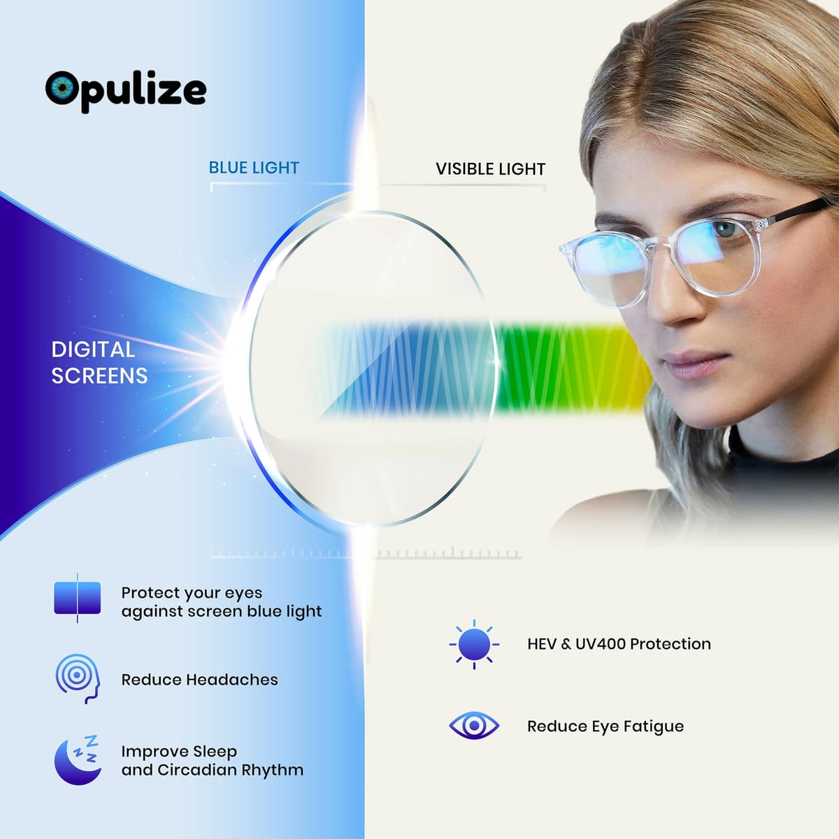 OPULIZE SEE Blue Light Blocking Reading Glasses for Men Women Anti Glare Lenses UV Protection Rectangular, 3 Pack - Black/Brown/Blue — view 16