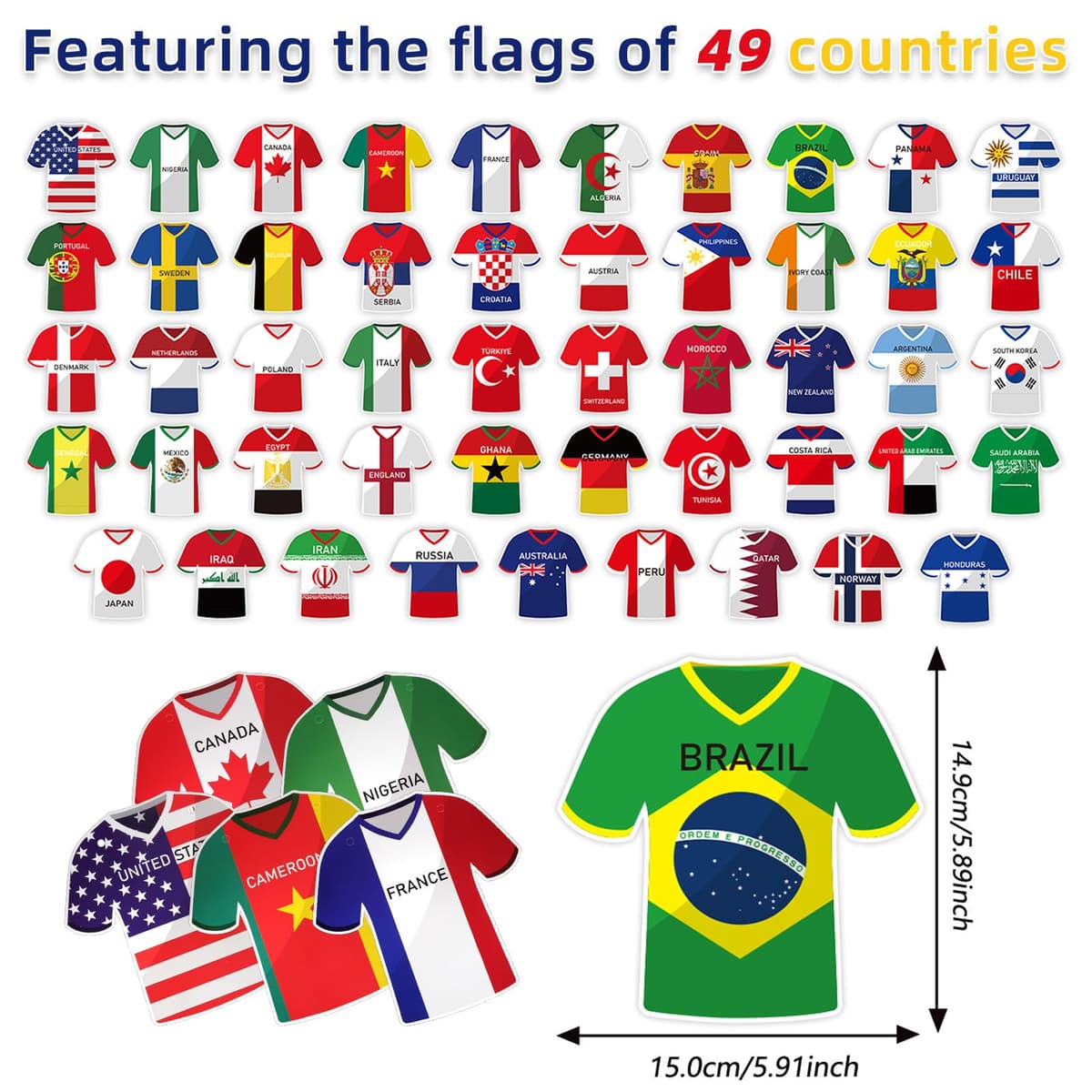 2026 World Cup Decorations,Jersey Style Bunting Flags,All Teams Soccer Shirt Garland for Football Party,Vibrant International Pennants for Fan Zone, Bar, Tailgate & Home Viewing — view 2
