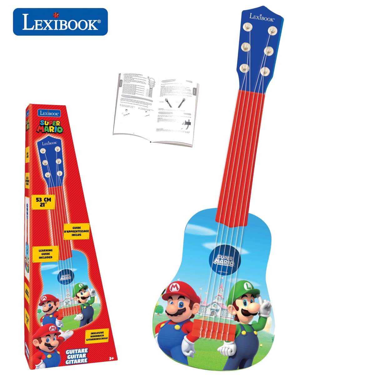 Lexibook, Super Mario, Mi Primera Guitarra acústica, 6 Cuerdas de Nylon, 53 cm, Guía de Aprendizaje incluida, Azul/Rojo, K200NI — view 2