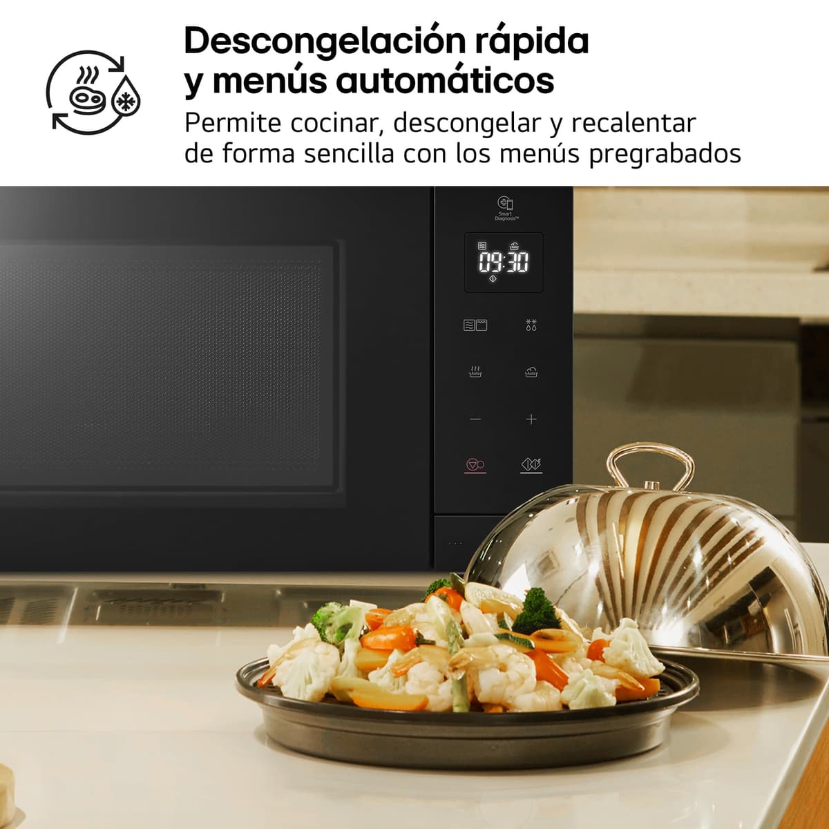 LG MH6535GIS - Microondas con Grill NeoChef, Capacidad 25 L, 1000 W, Smart Inverter, Panel Táctil LED, EasyClean, Cocción Uniforme y Bloqueo Infantil, Negro — view 8