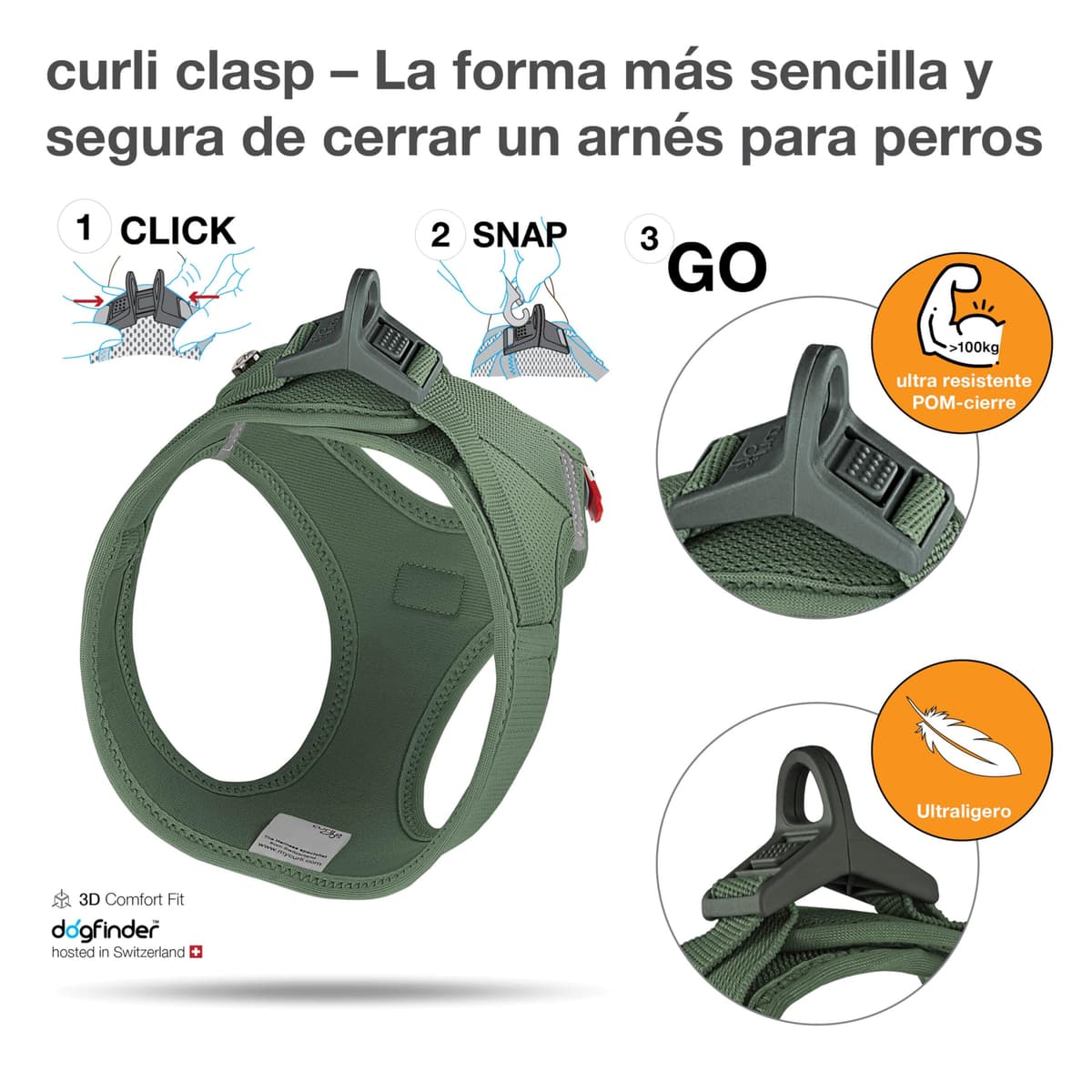 Vest Harness curli Clasp Air-Mesh Moss S — view 3