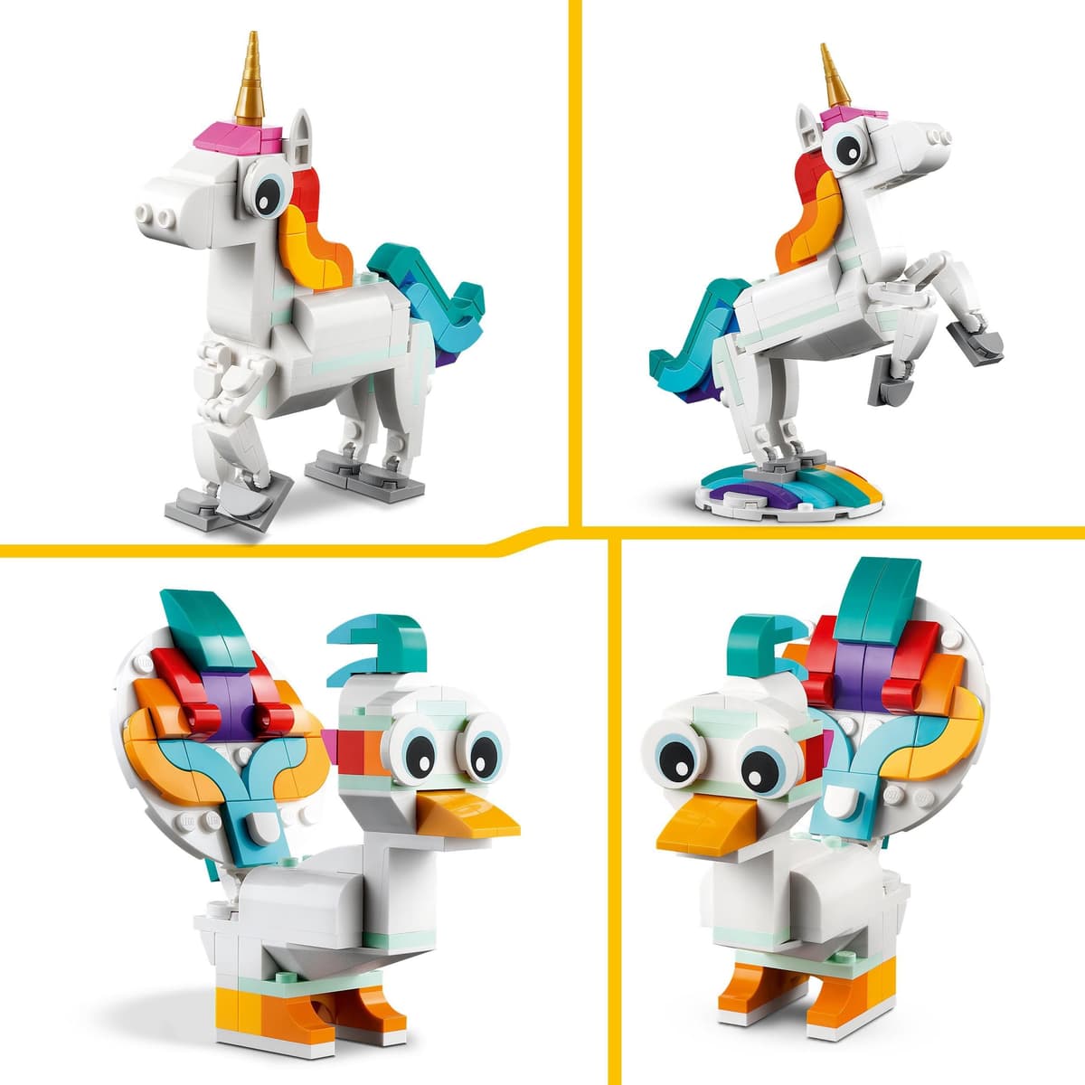 LEGO Creator 3 en 1 Unicornio Mágico de Juguete - Figura de Animal Transformable en Caballito de Mar o Pavo Real - Regalo Creativo para Niñas y Niños de 7+ Años 31140 — view 3