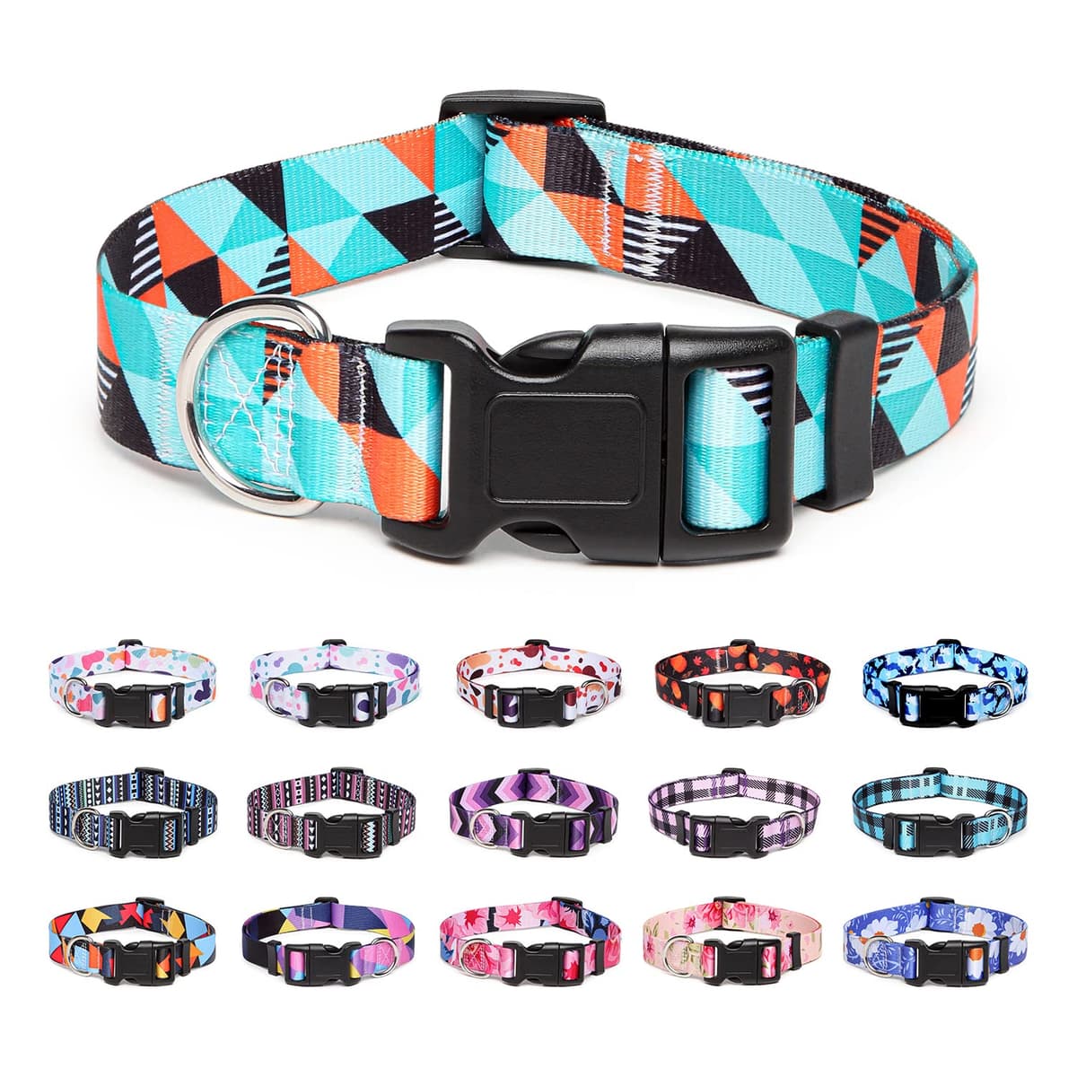 Adjustable Nylon Dog Collar with Patterns, Soft Comfy Pet Collar for Small Medium Large Dogs (S, Purple Plaid) — view 23