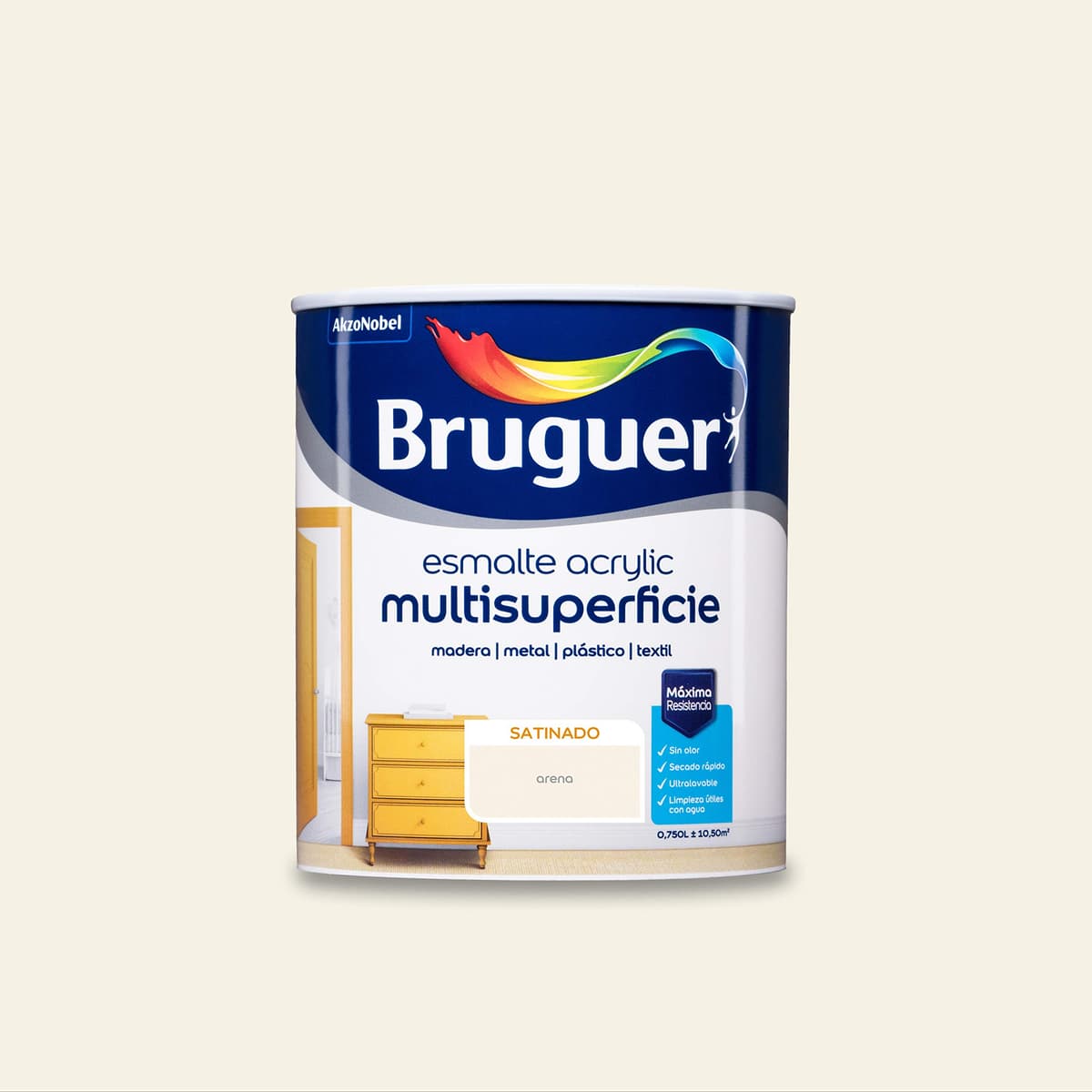Bruguer Acrylic Multisuperficie Esmalte al agua Satinado - Pintura 750 mL, Blanco Permanente — view 97