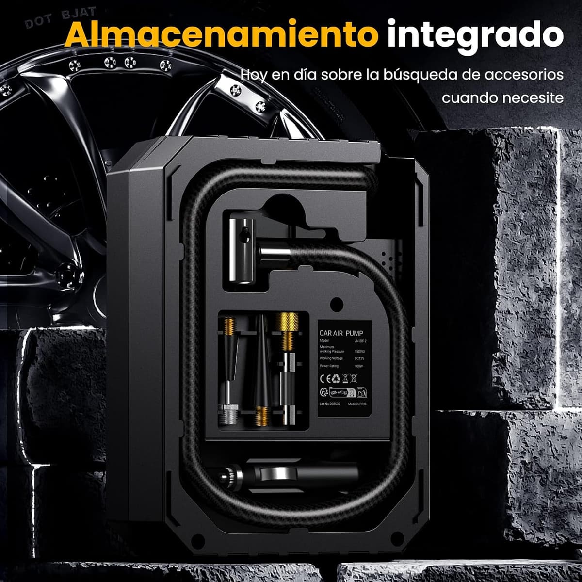Inflador Ruedas Coche - Compresor Aire Portatil 12V DC, Compresor Aire Coche 150PSI con Linterna - para Coches/Motos/Bicicletas/SOS Emergencia, Presión Preestablecida y Apagado Automático — view 6