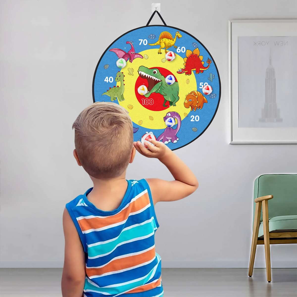 TOMYOU Toy Sports Tablero de Dardos de Doble Cara con Bolas Adhesivas, Juegos de Fiesta para Interiores y Exteriores, Agarre Firme Tablero De Dardos con Juego De Lanzamiento,66cm — view 6