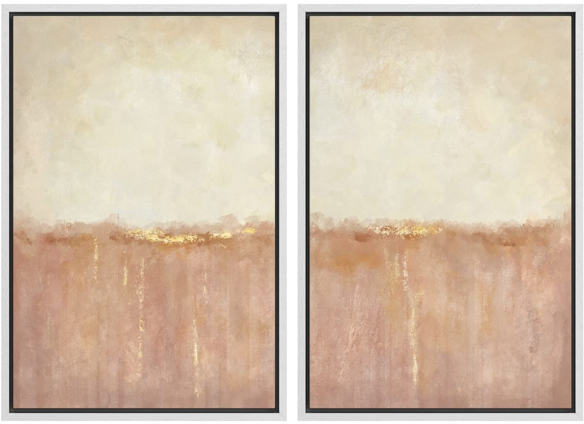 MUDECOR Framed Canvas Print Wall Art Set Watercolor Pastel Duotone Tan Landscape Abstract Shapes Illustrations Modern Art Decorative Contemporary for Living Room, Bedroom, Office - 24"x36"x2 Natural — view 25