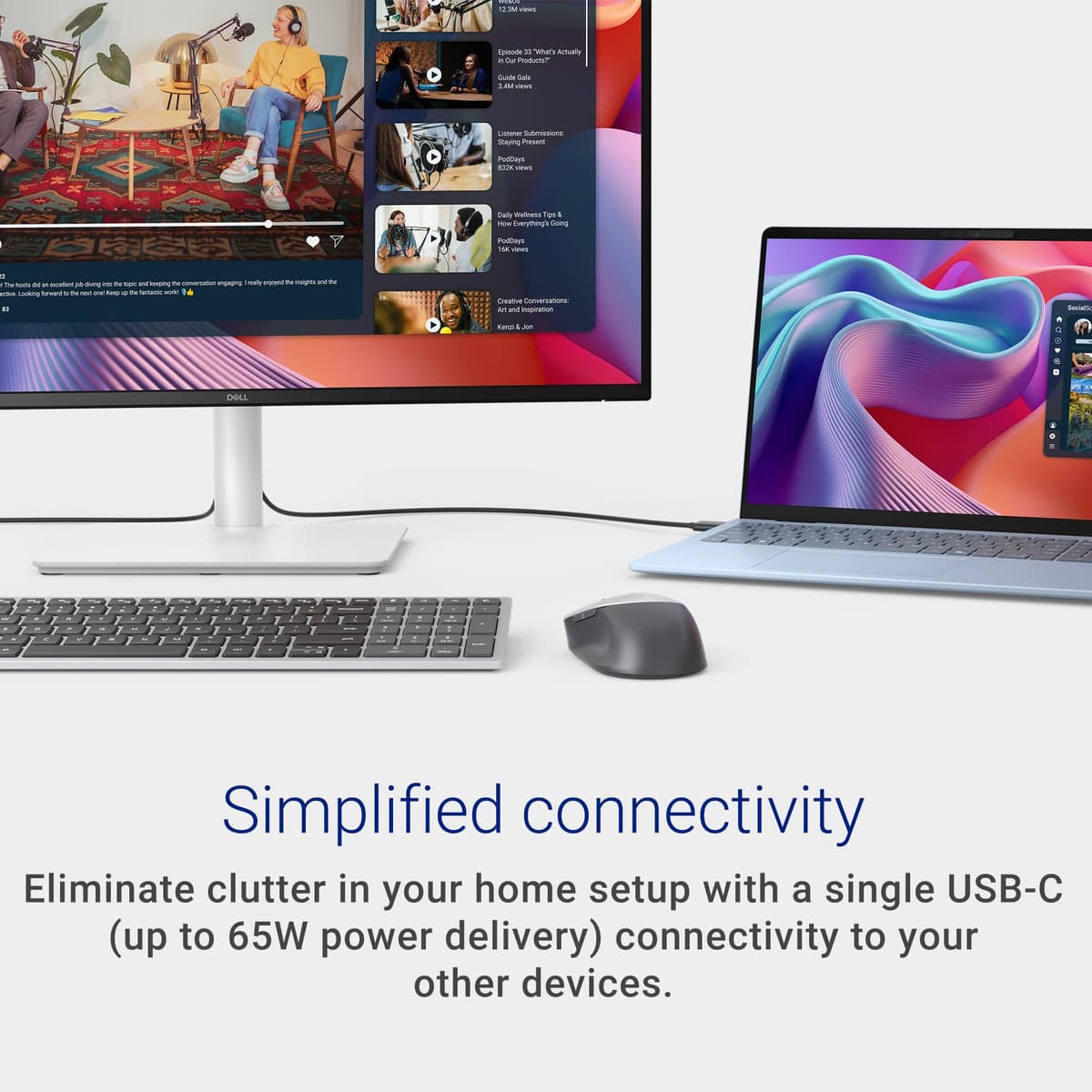 Dell 27 Plus USB-C Monitor - S2725DC, QHD (2560x1440), 144Hz, IPS, 1ms MPRT, AMD FreeSync, 99% sRGB, Height Adjust, Built-in Speakers, 2 USB-C, DisplayPort, HDMI, 2 USB-A, 3 Year Warranty, White — view 6