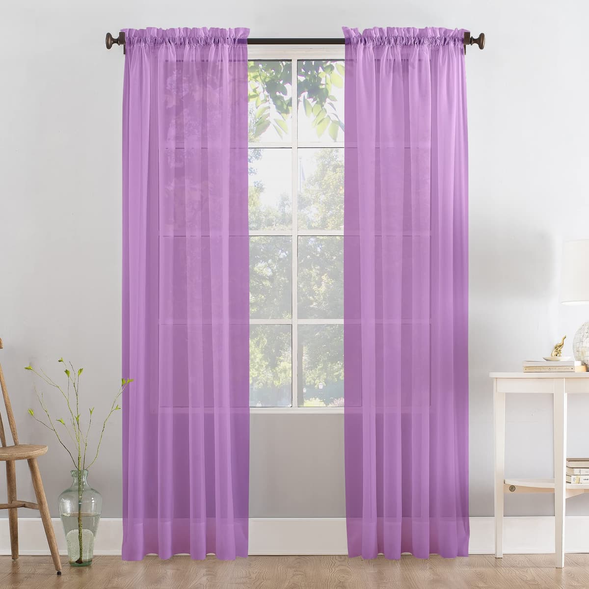 Megachest a pair of slot top voile curtains (Pure White, 56" wideX81 drop 2 Panels) — view 15