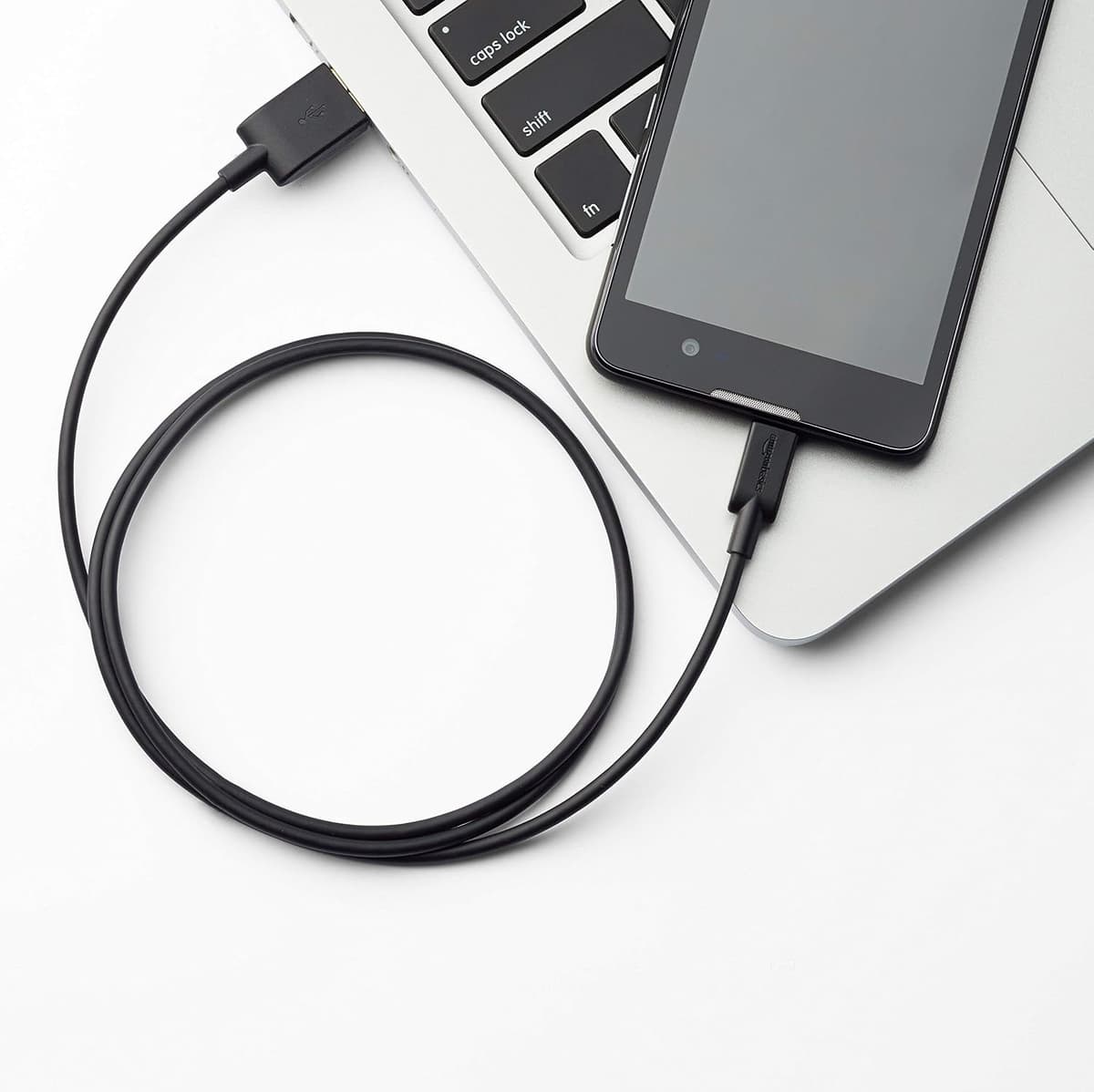 Amazon Basics USB-A to Micro USB Charging Cable, 480Mbps Transfer Speed with Gold-Plated Plugs, USB 2.0, 0.9 m, Black — view 7