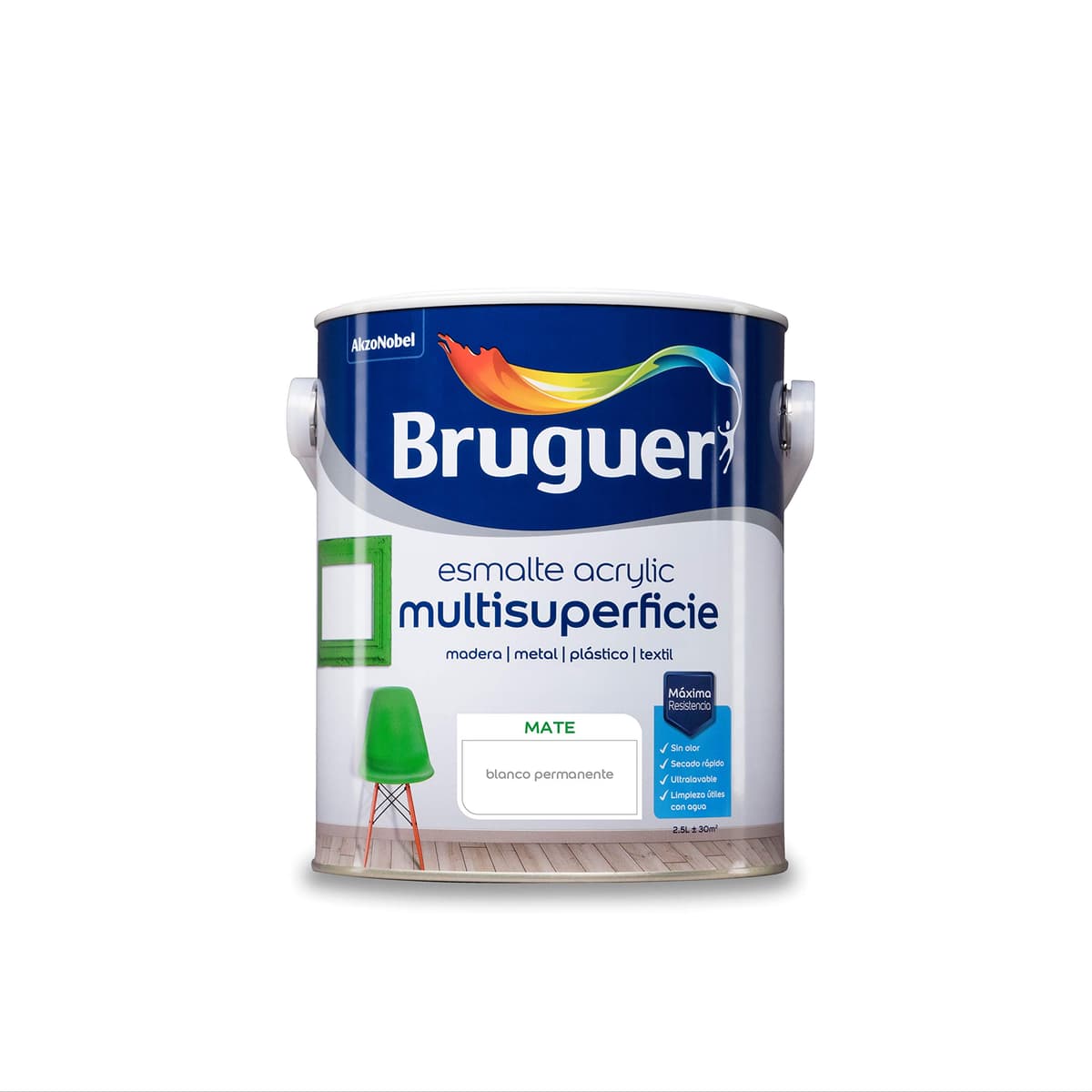 Bruguer Acrylic Multisuperficie Esmalte al agua Satinado - Pintura 750 mL, Blanco Permanente — view 88