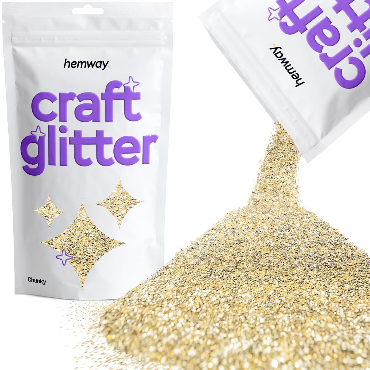 Hemway - Purpurina para manualidades, vasos, resina, epoxi, uñas, cera, álbumes de recortes, cristal, decoración de escuelas: dorado holográfico, gruesa (0,6 mm), 100 g — view 51