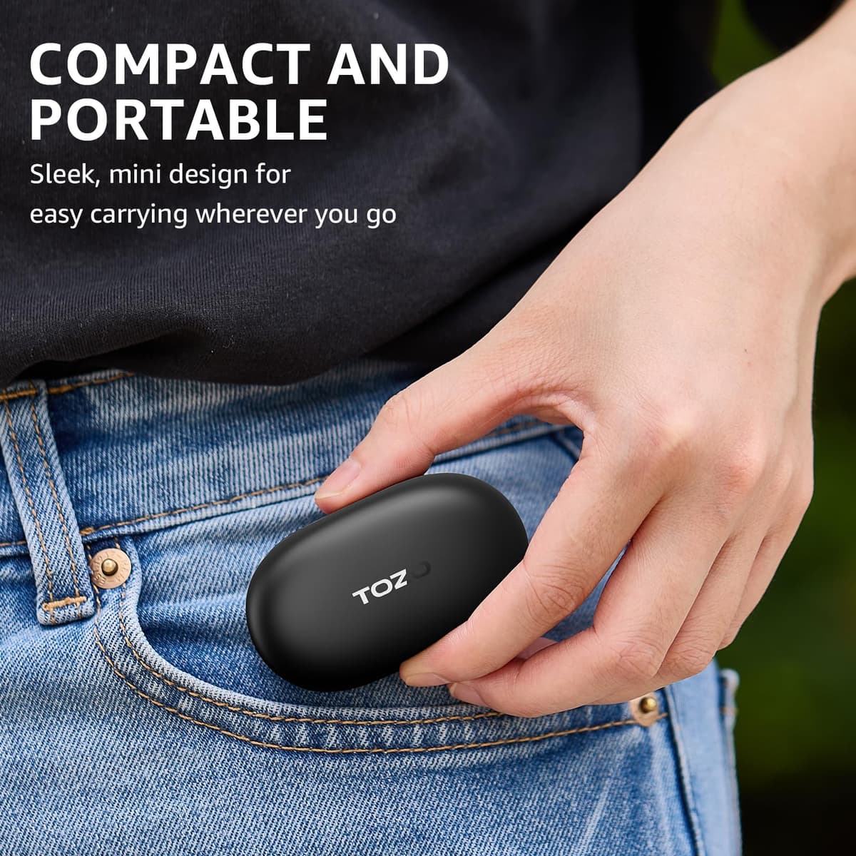 TOZO E1 Wireless Bluetooth 5.3 Headphones with ENC Calls Ultralight EQs Adjustment 30H Playback USB Type C IPX6 Black — view 7